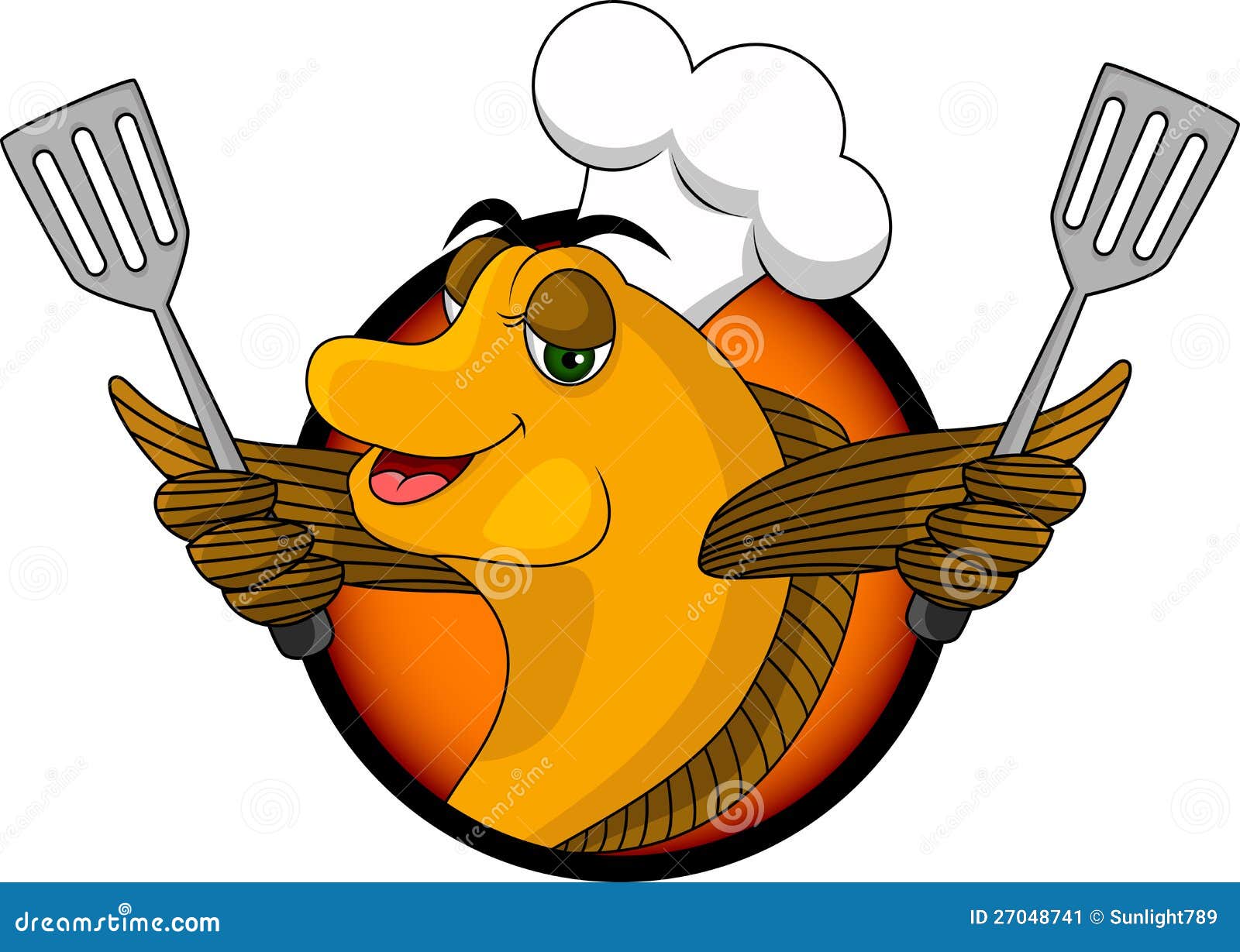 funny cartoon cook fish