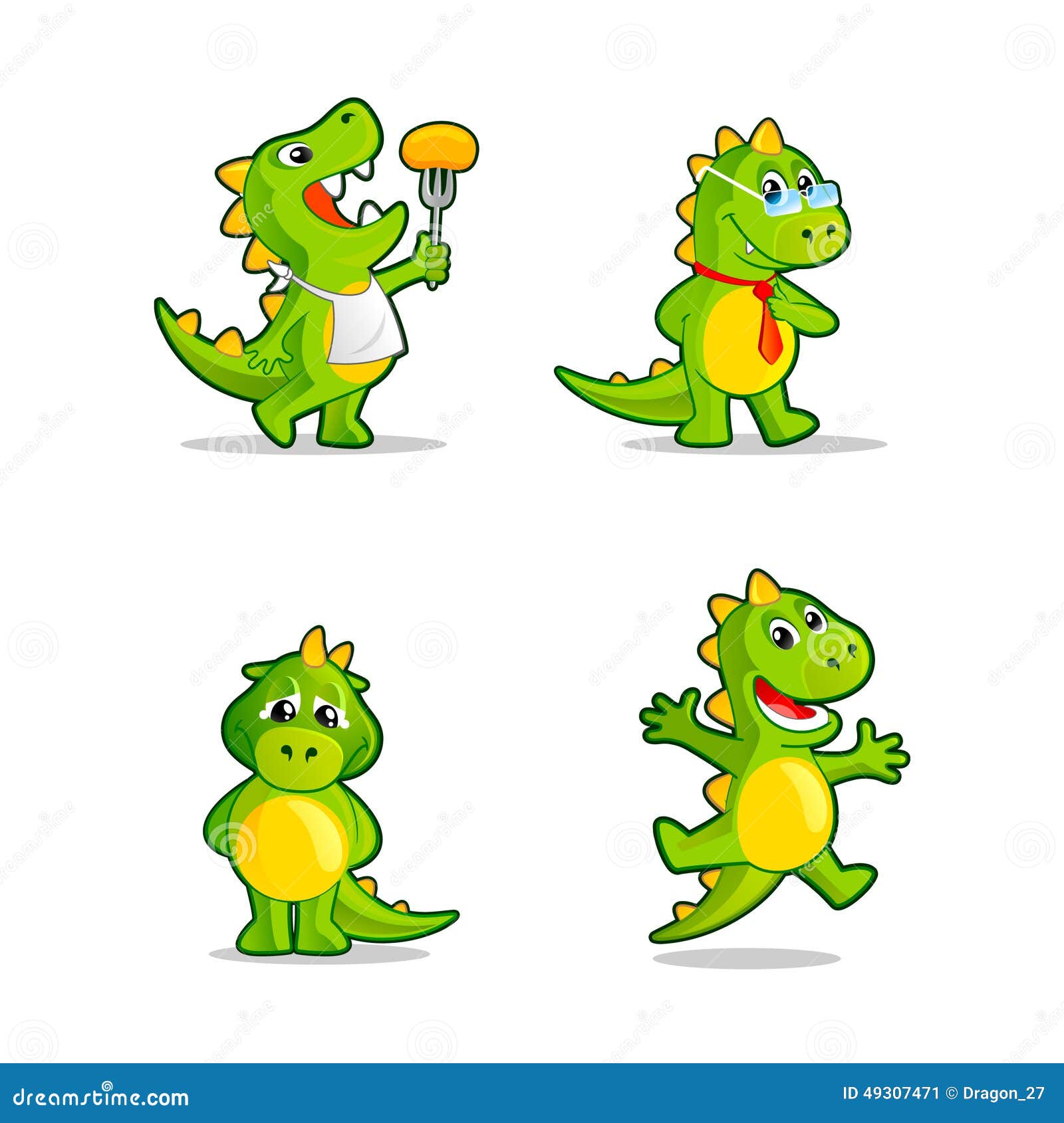 Funny Cartoon Dragon or Dinosaur Mascot. Stock Vector - Illustration of  cartoon, green: 49307471