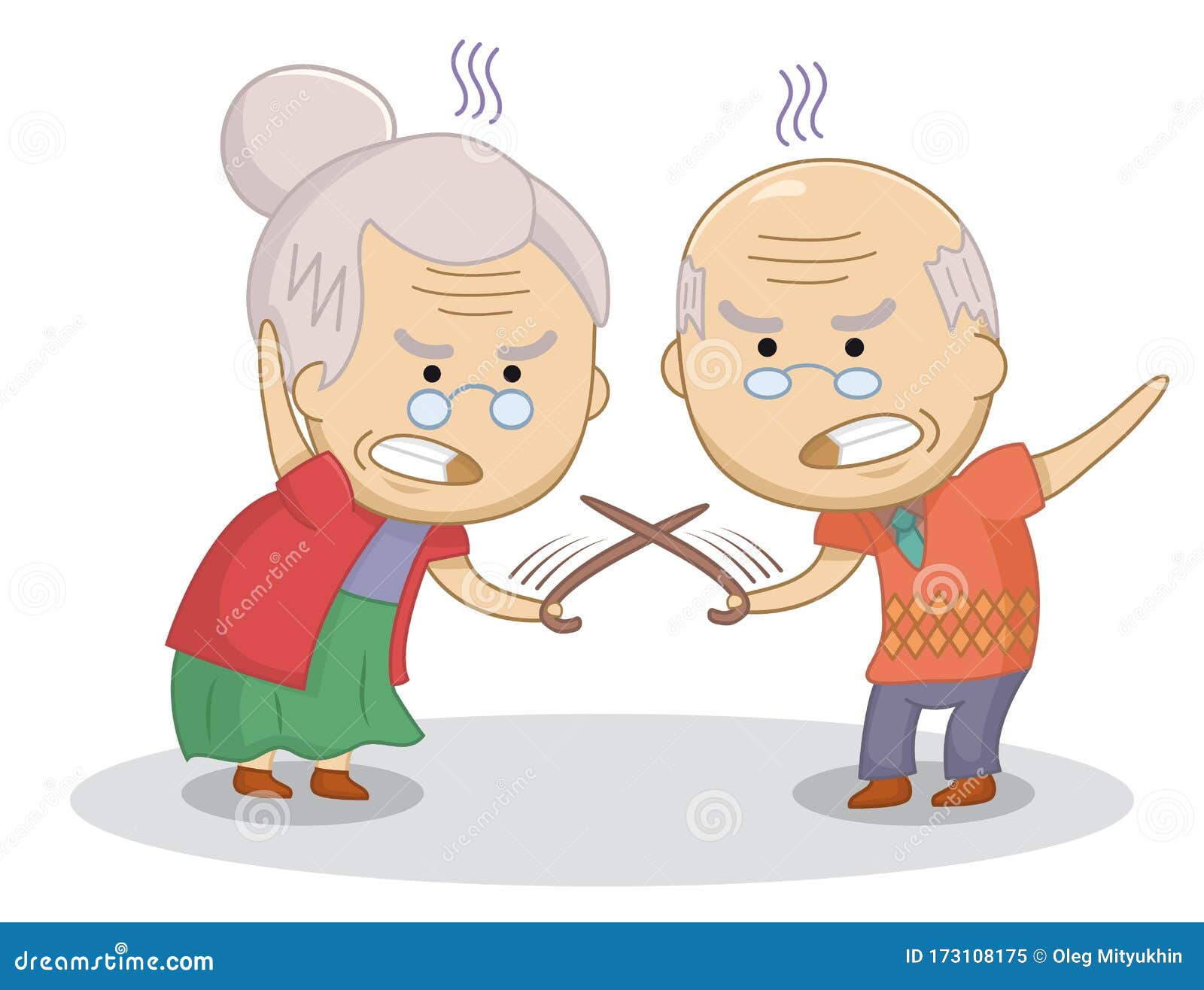 Funny Cartoon Elderly Couple Duel with Canes. an Elderly Married Couple   Relationship Concept Stock Vector - Illustration of character,  funny: 173108175