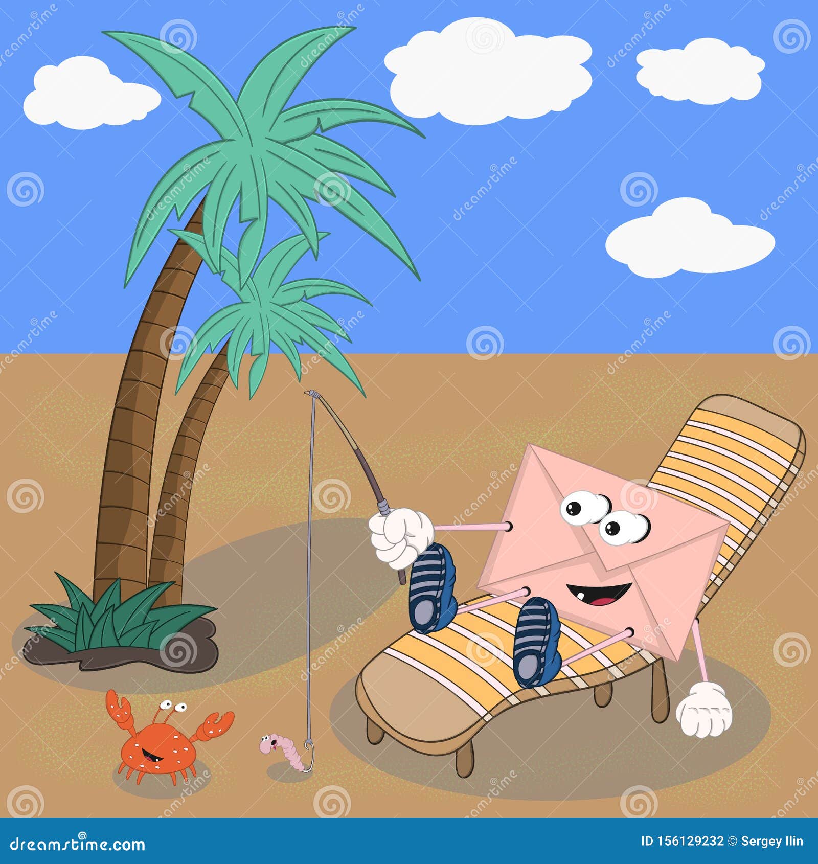 https://thumbs.dreamstime.com/z/funny-cartoon-envelope-vacation-desert-sits-couch-catches-crab-fishing-rod-using-worm-as-bait-hand-drawn-style-156129232.jpg