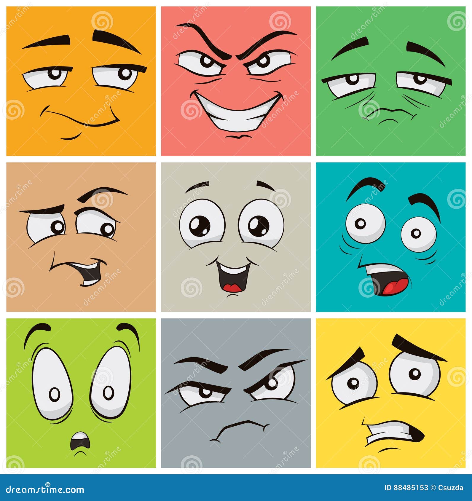 Cartoon Facial Expressions Clipart