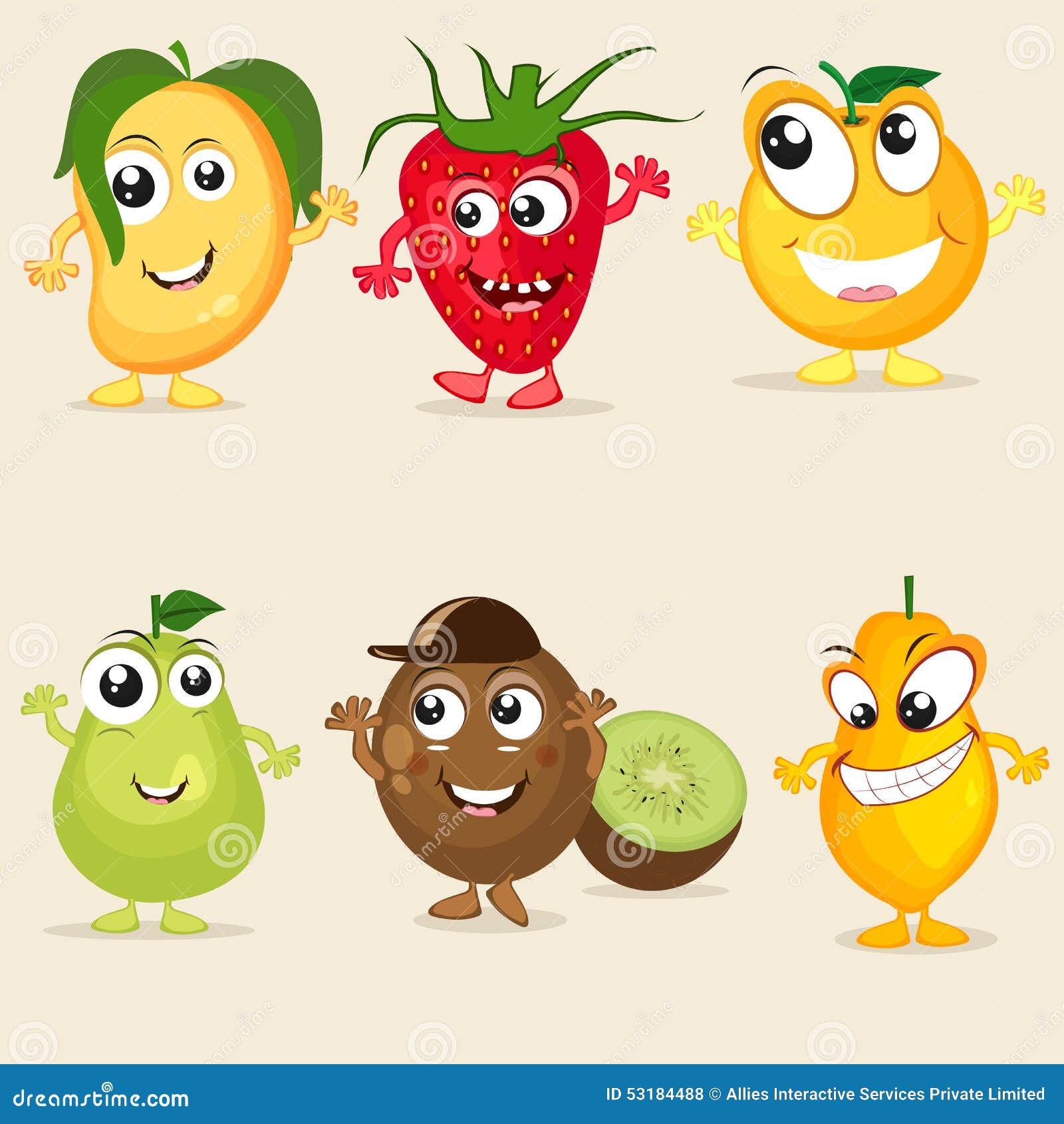 Funny Cartoon of Fruit Characters. Stock Illustration - Illustration of  educational, funny: 53184488