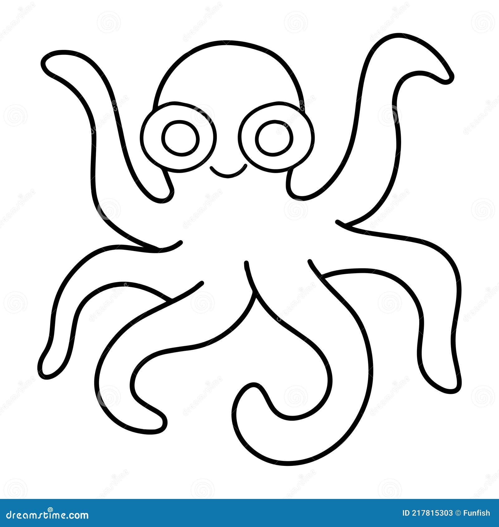 Funny Cartoon Hand-drawn Octopus Doodle Stock Vector Illustration Stock  Vector - Illustration of exotic, cephalopod: 217815303