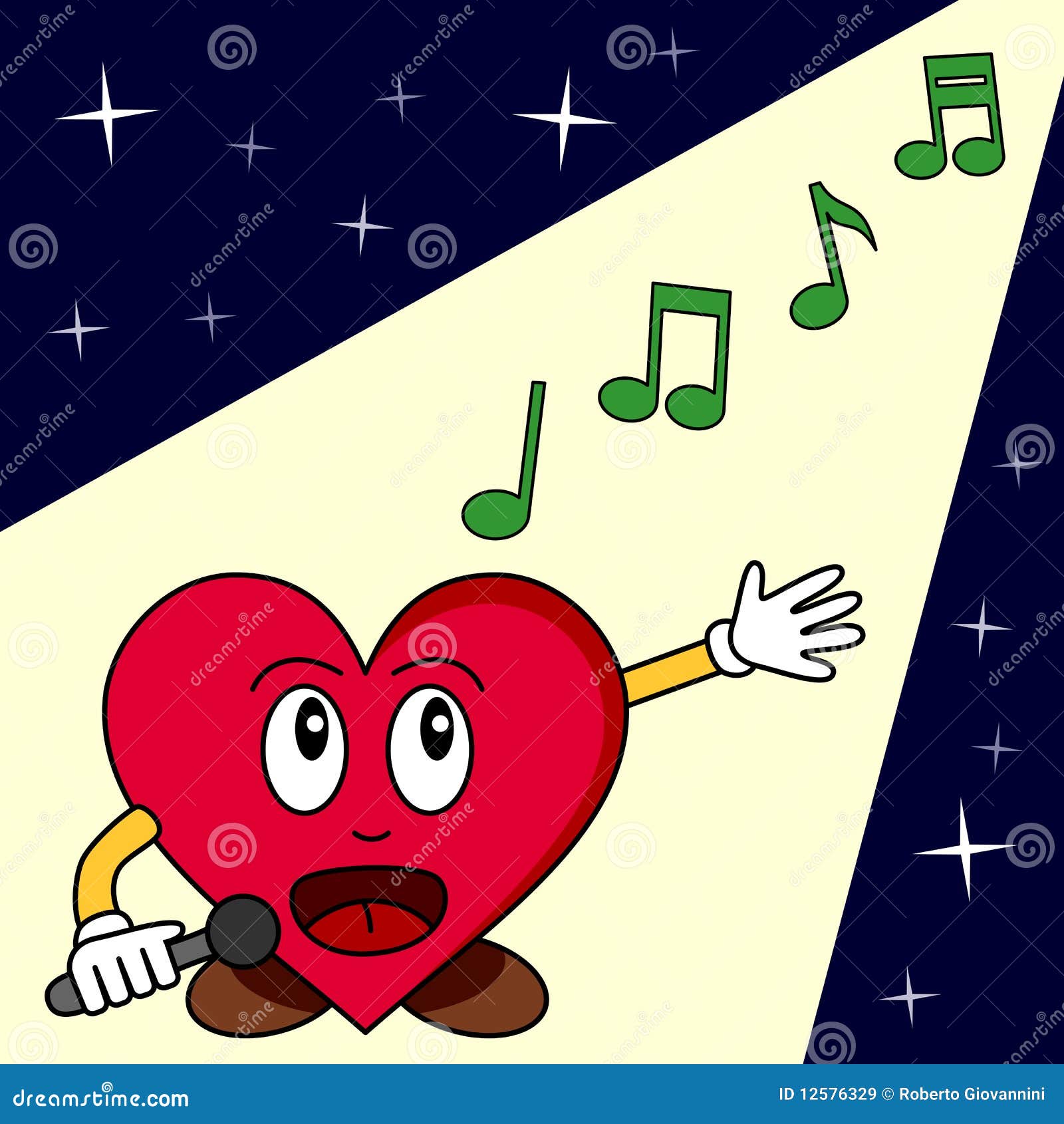 Funny Cartoon Heart Singing Stock Vector - Illustration of romantic, love:  12576329
