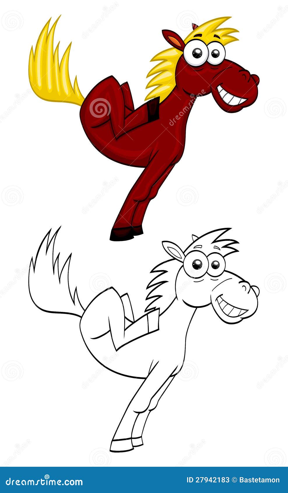 Funny cartoon horse stock vector. Illustration of mascot - 27942183