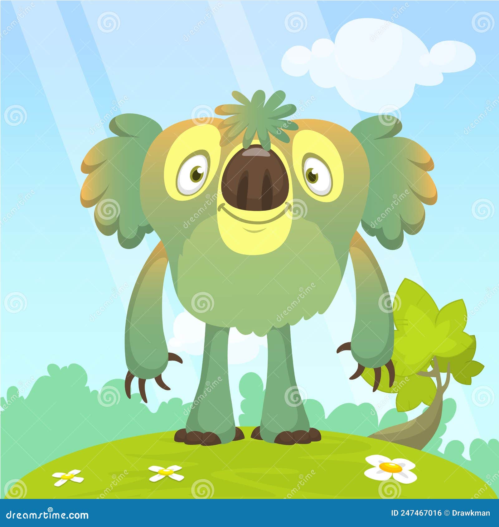 Funny Cartoon Koala Bear Character. Vector Illustration Isolated on