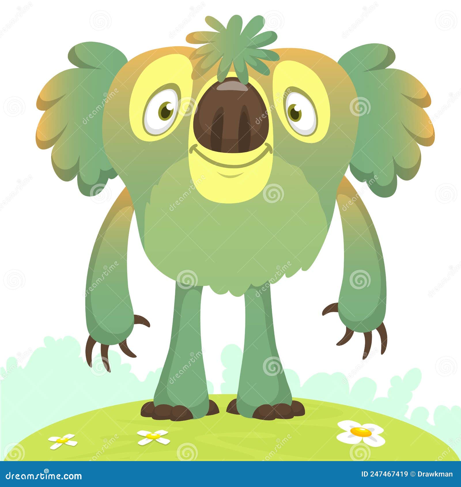 Funny Cartoon Koala Bear Character. Vector Illustration Isolated on