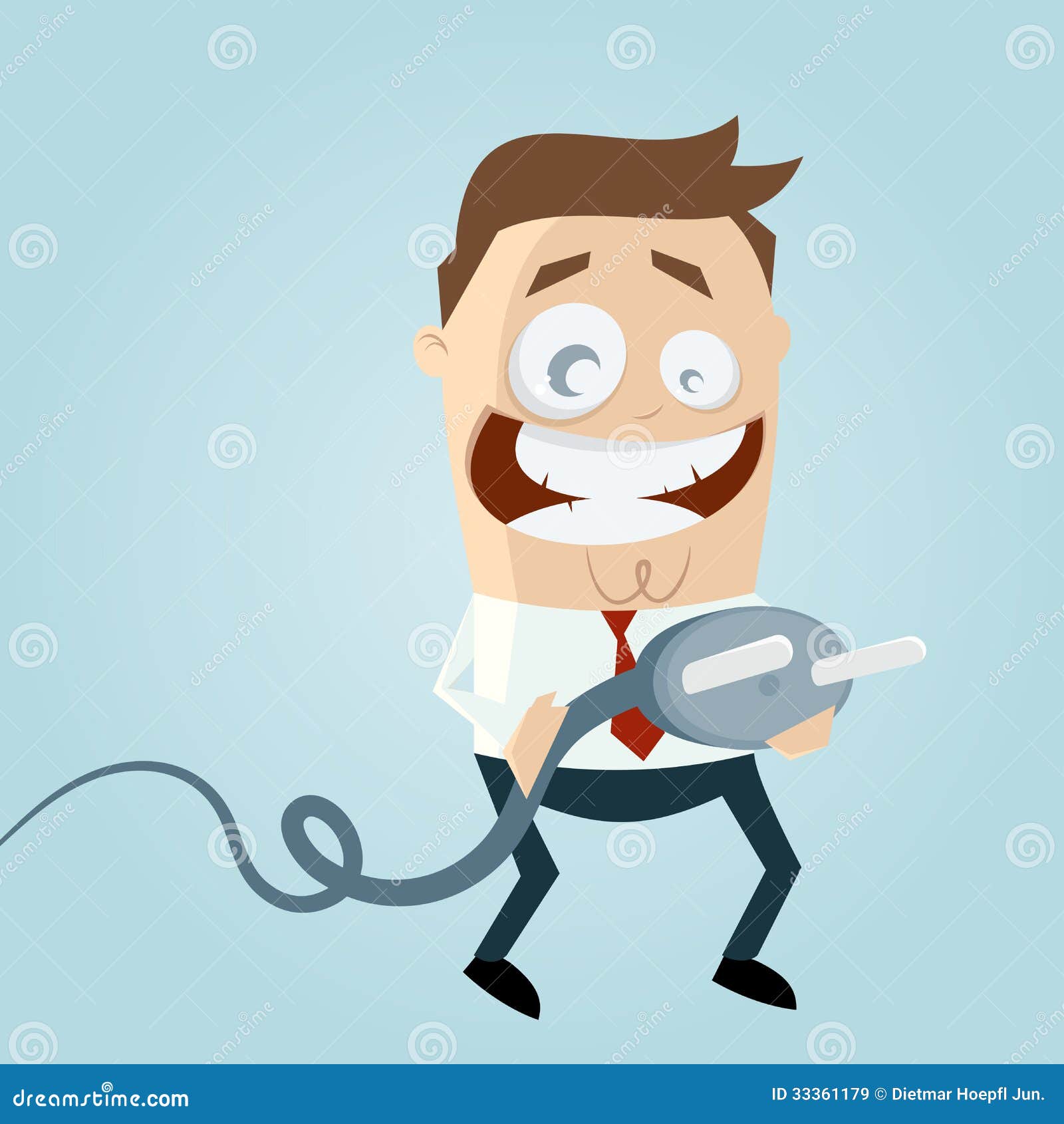 Funny Cartoon Man with Plug Stock Vector Illustration of blue
