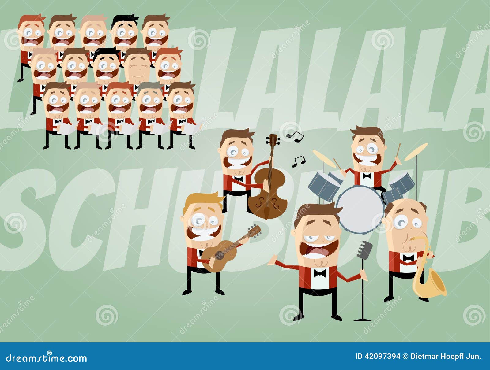 Funny Cartoon Music Band and Choir Stock Vector - Illustration of singer,  guitar: 42097394