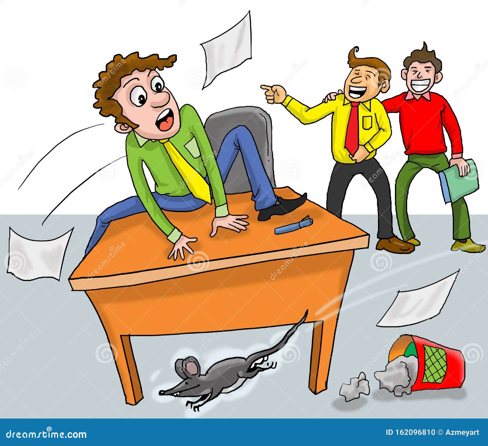 Funny Cartoon Office Worker Scared from Mouse at Office Stock Illustration  - Illustration of funny, cute: 162096810