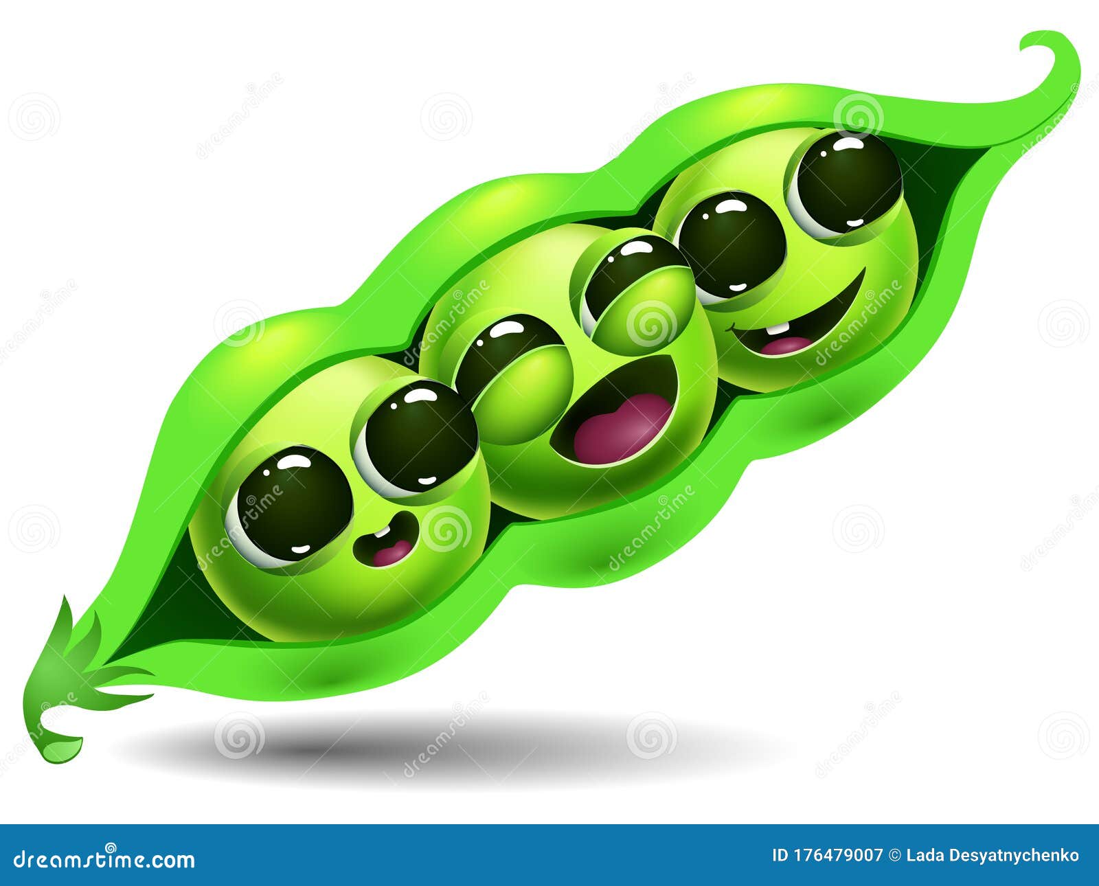 Funny Cartoon Pea Pod on White Background Stock Vector - Illustration of  isolated, green: 176479007