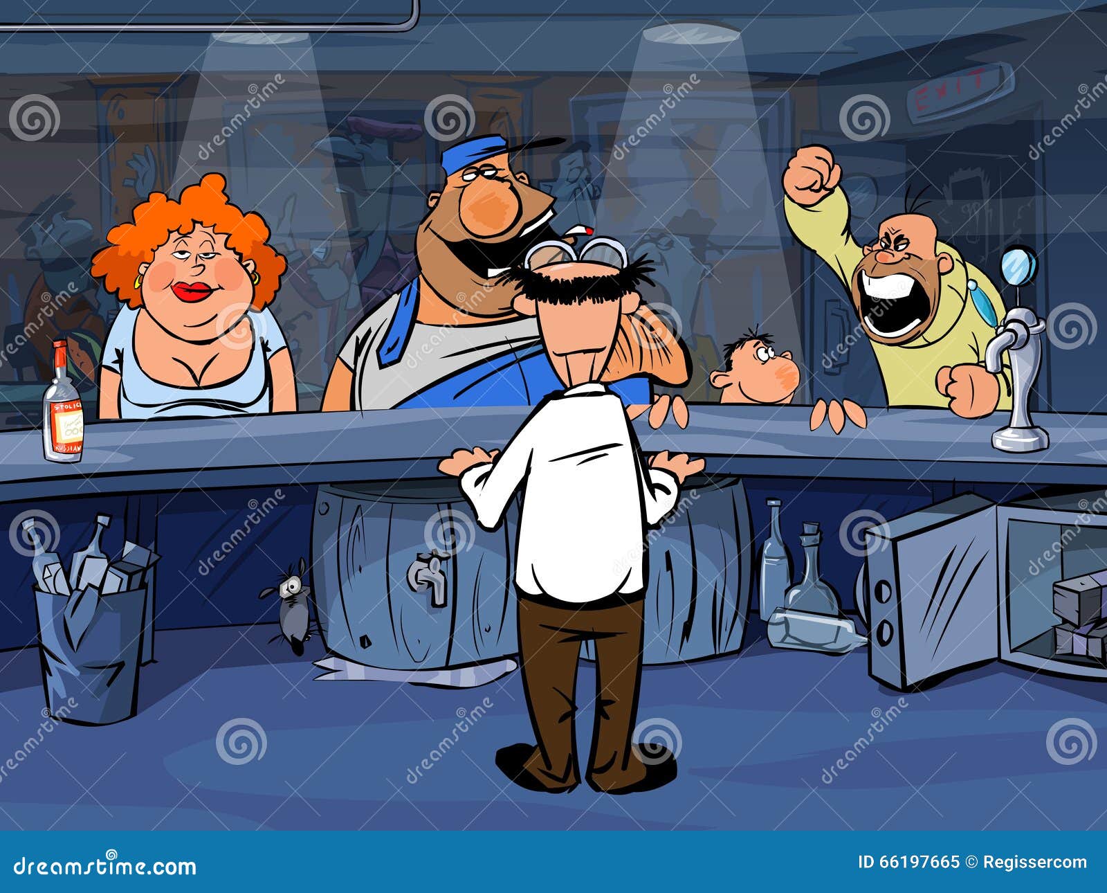Funny Cartoon People in Bar Stock Illustration - Illustration of  caricature, nightlife: 66197665