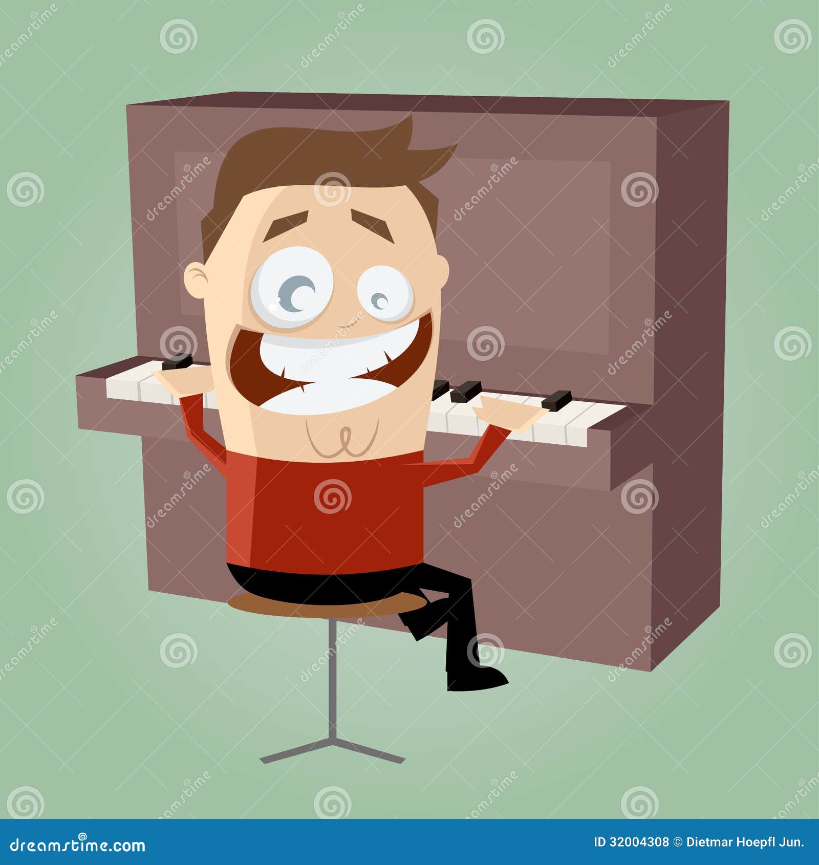 Funny cartoon piano player stock vector. Illustration of cartoon 32004308