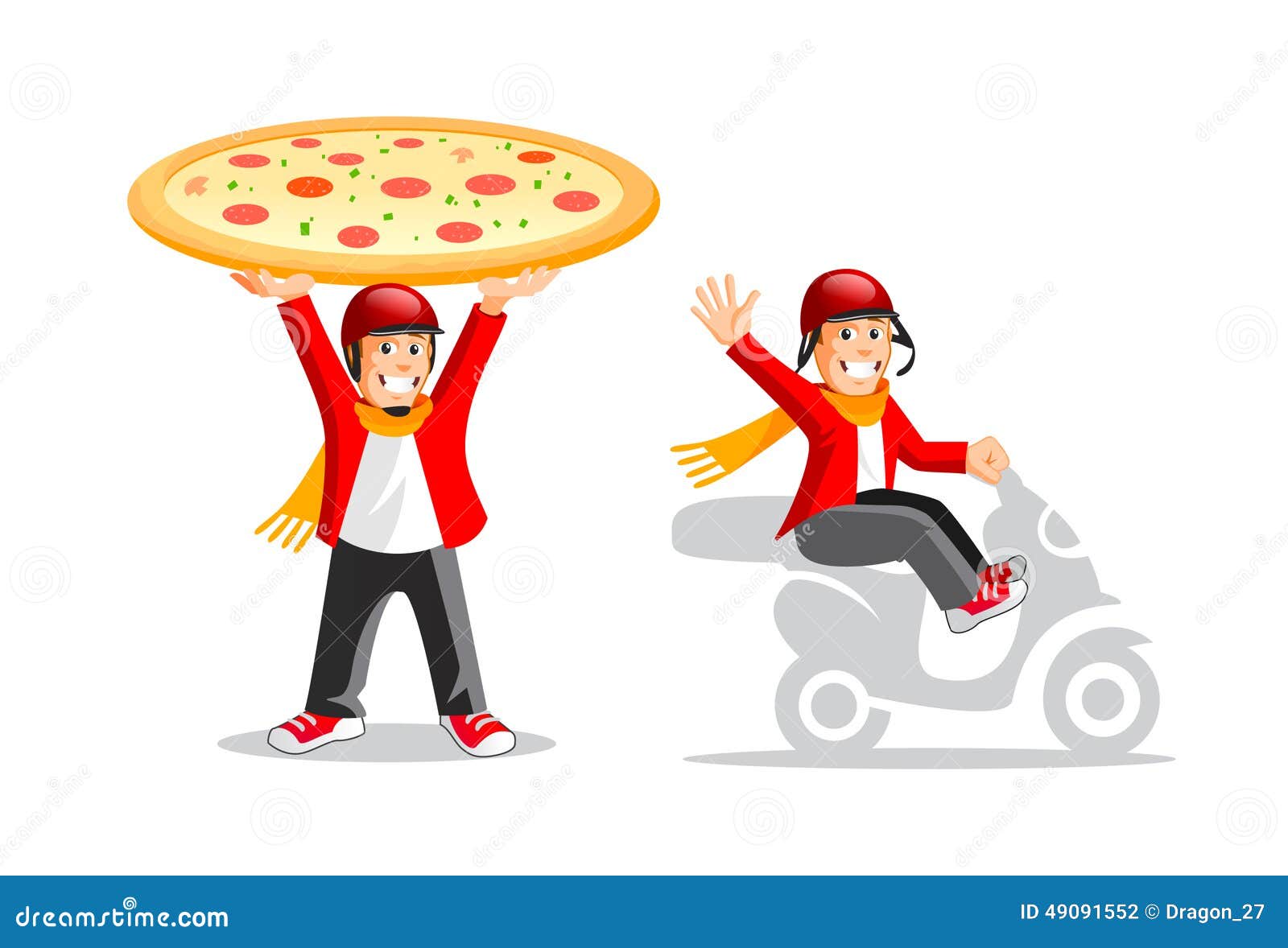 Funny Cartoon Pizza Delivery Guy Stock Vector - Illustration of pizza,  delivery: 49091552