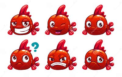 Funny cartoon red fish stock vector. Illustration of mouth - 82829354