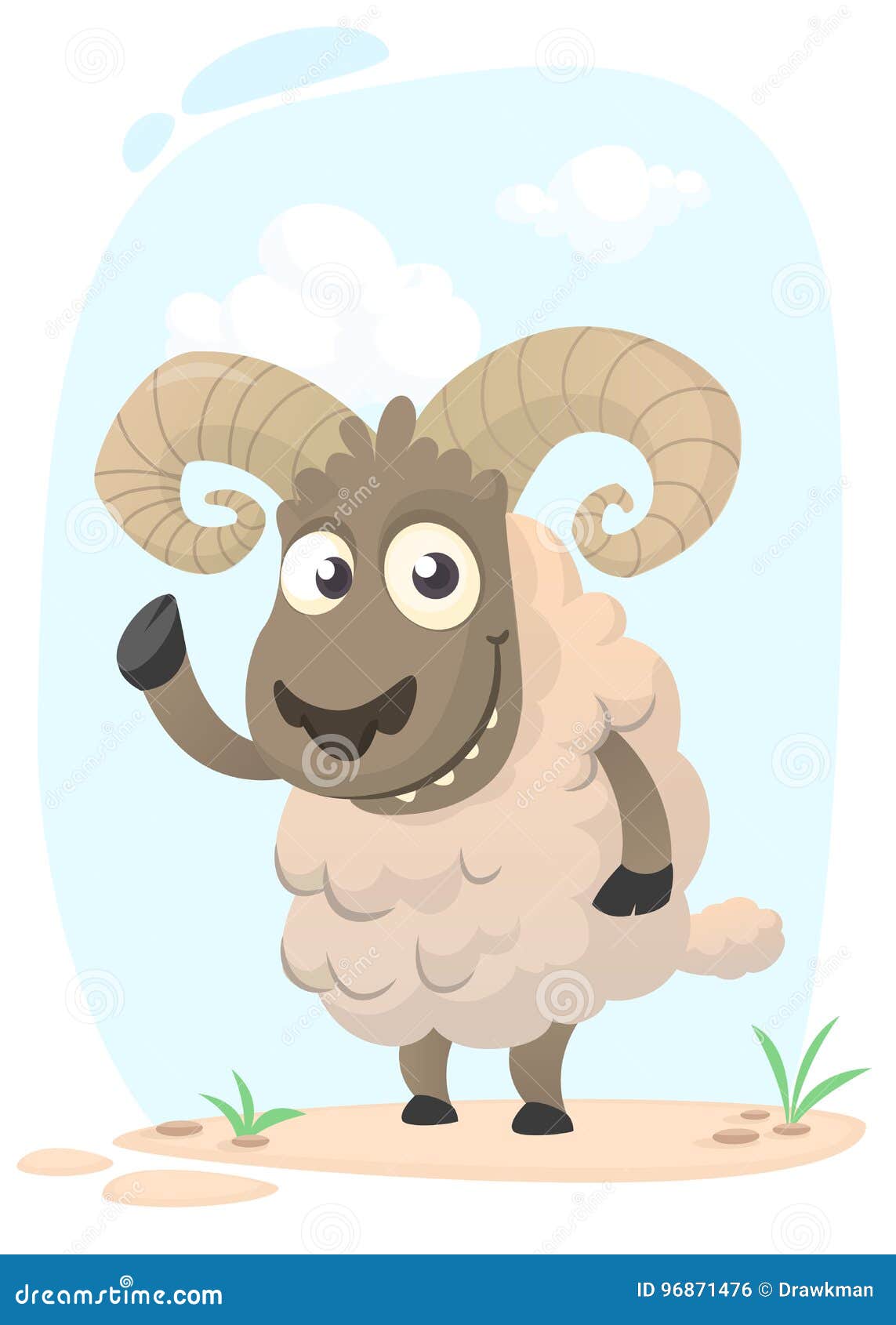 Funny Cartoon Sheep. Vector Illustration Stock Vector - Illustration of