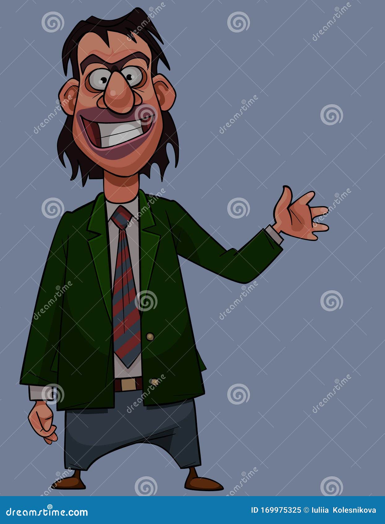 Cartoon Smiling Man in Suit Joyfully Waves His Hand Stock Vector -  Illustration of cartoon, suit: 169975325
