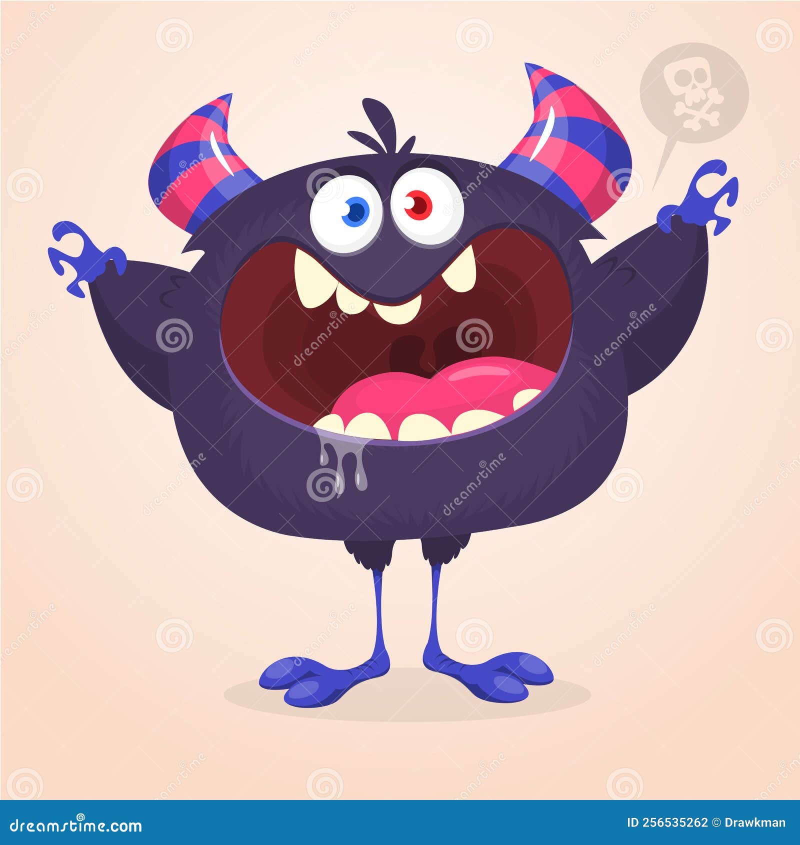 funny cartoon smiling monster character. halloween  of happy alien creature.  