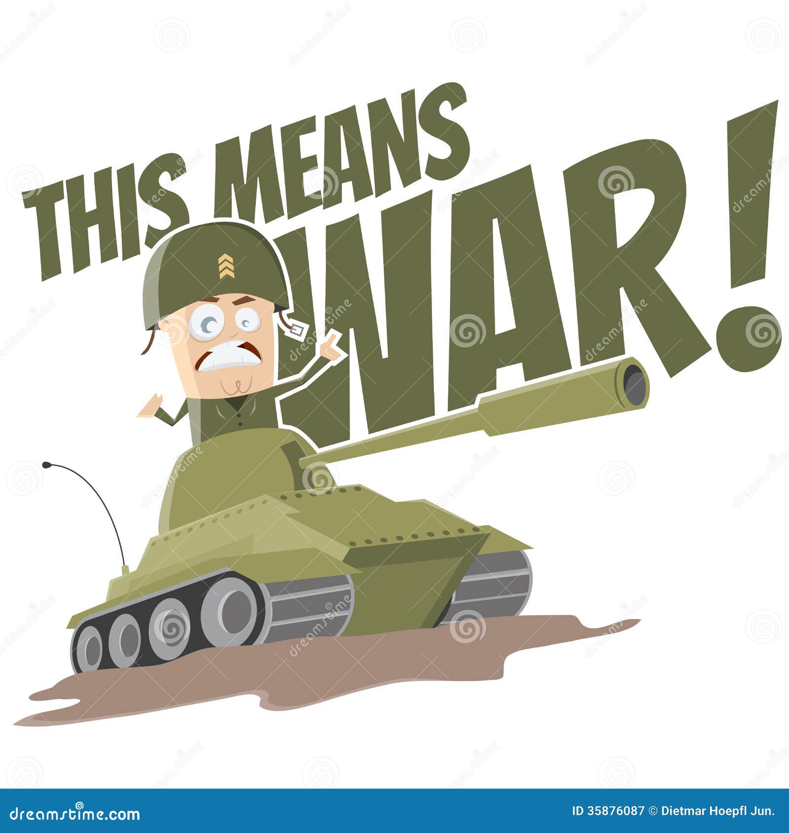 Funny cartoon tank stock vector. Illustration of soldier - 35876087