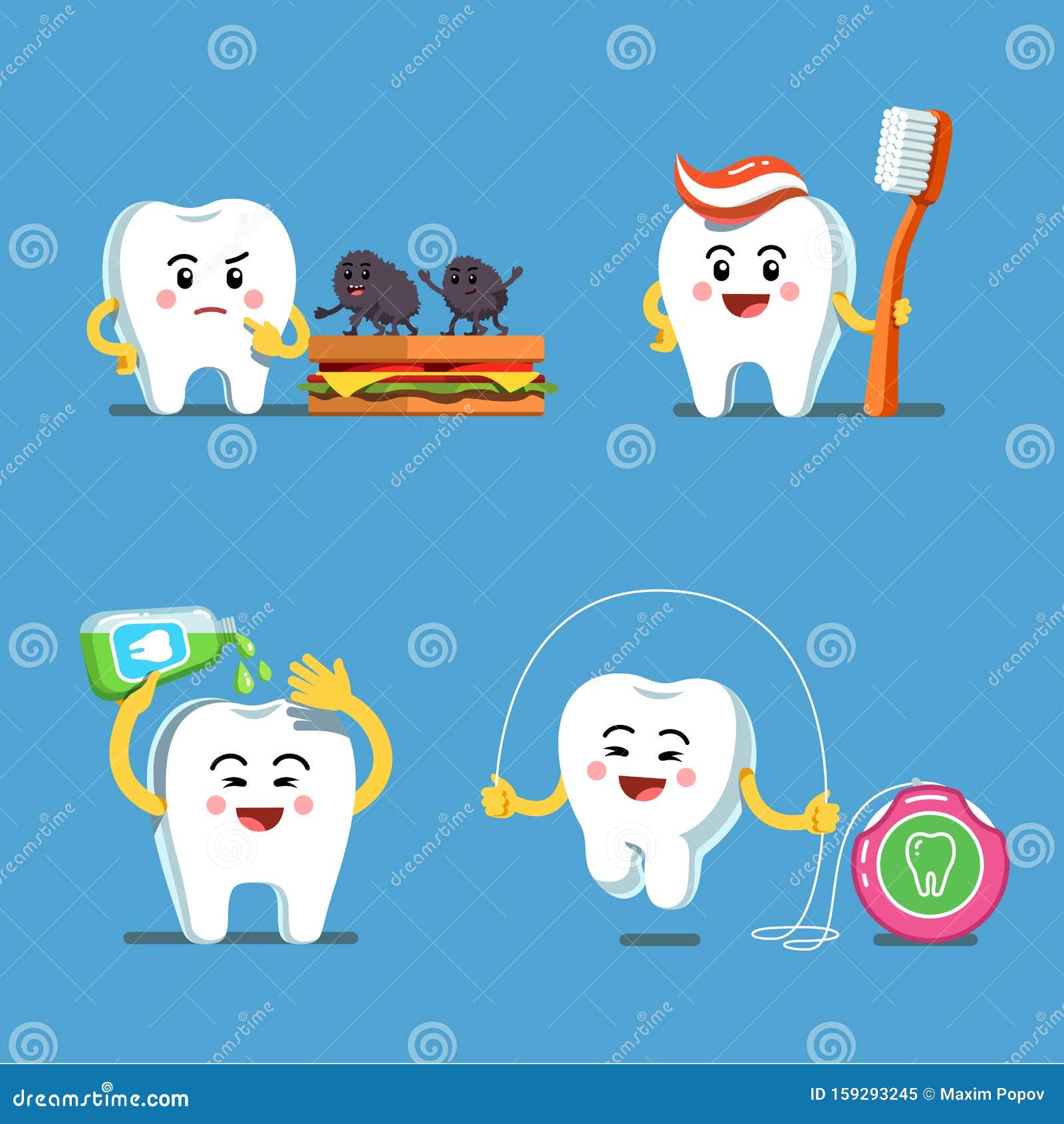 Funny Cartoon Teeth Using Toothbrush. Teeth Care Stock Vector - Illustration of cartoon, morning: 159293245 Funny Cartoon Teeth Using Toothbrush. Teeth Care Stock Vector - Illustration of cartoon, morning: 159293245