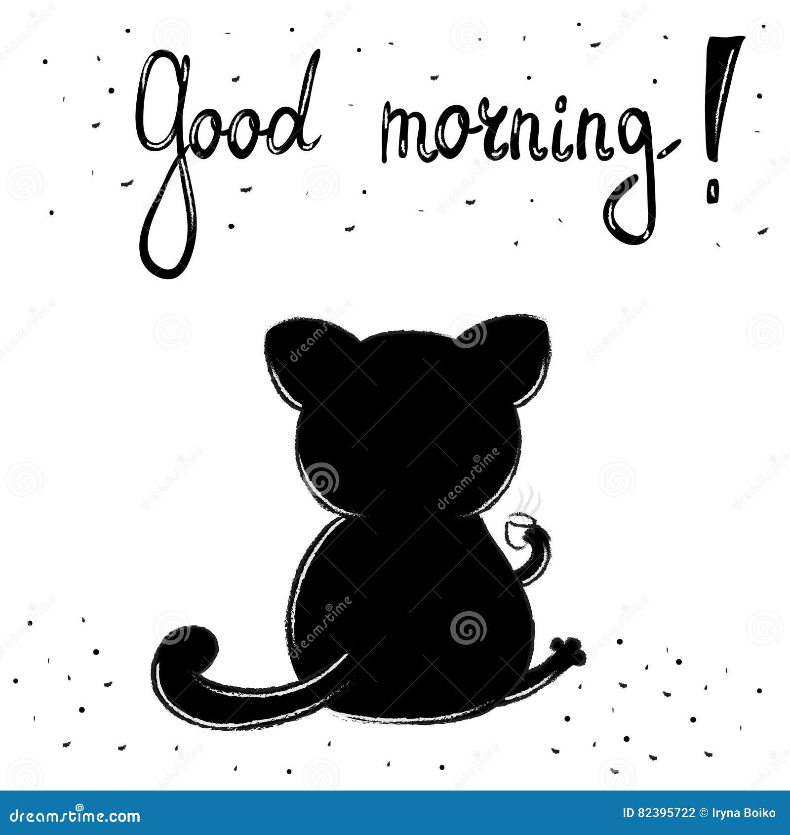 Funny Cartoon Vector Cat Print. Good Morning Card Stock Vector ...