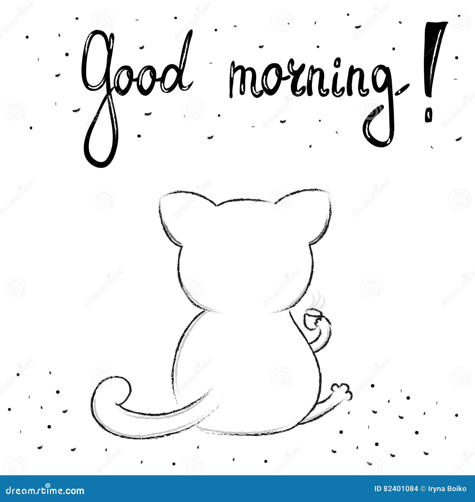 Funny Cartoon Vector Cat Print. Good Morning Card Stock Vector -  Illustration of love, funny: 82401084