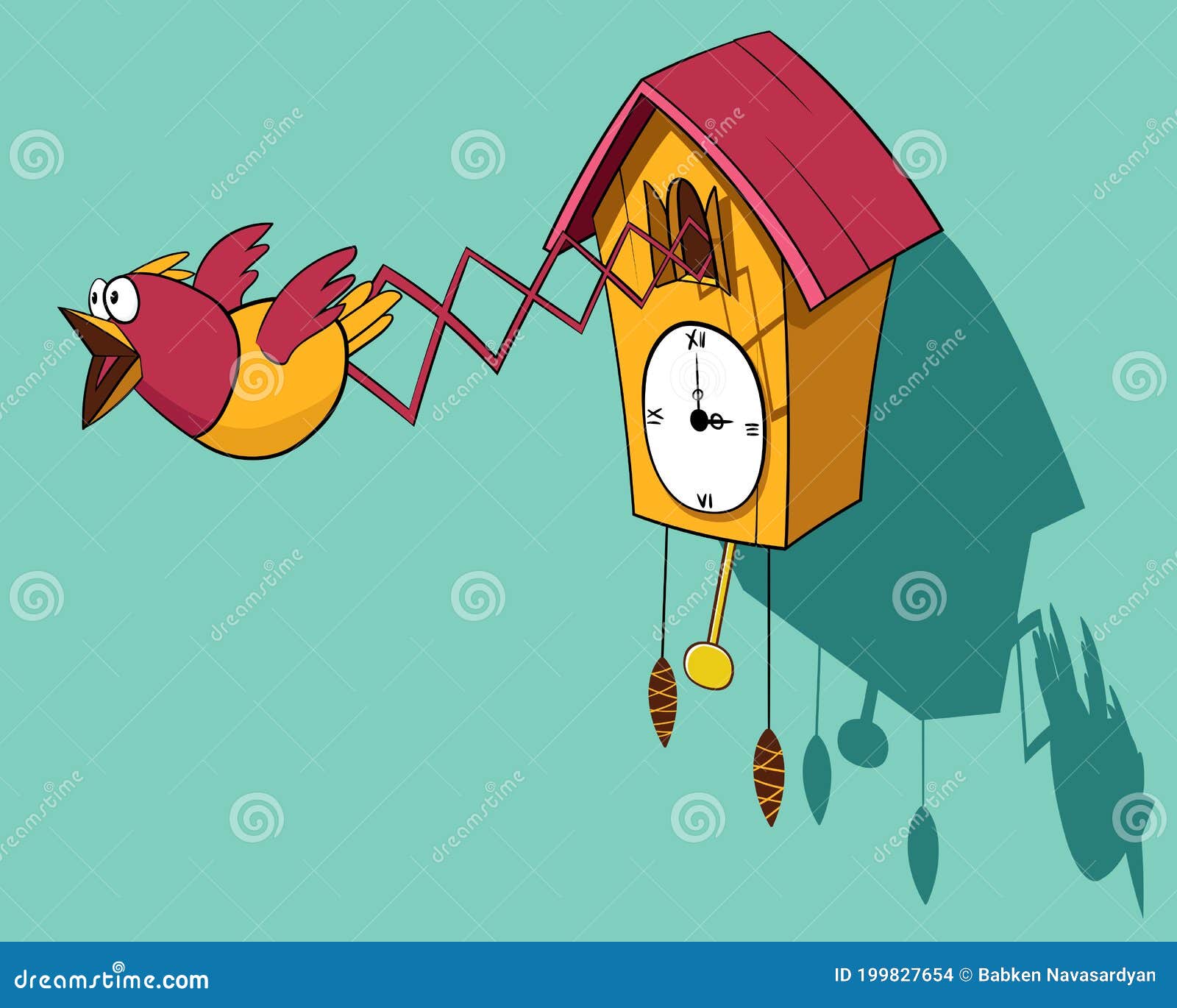 funny cartoon wooden cuckoo clock