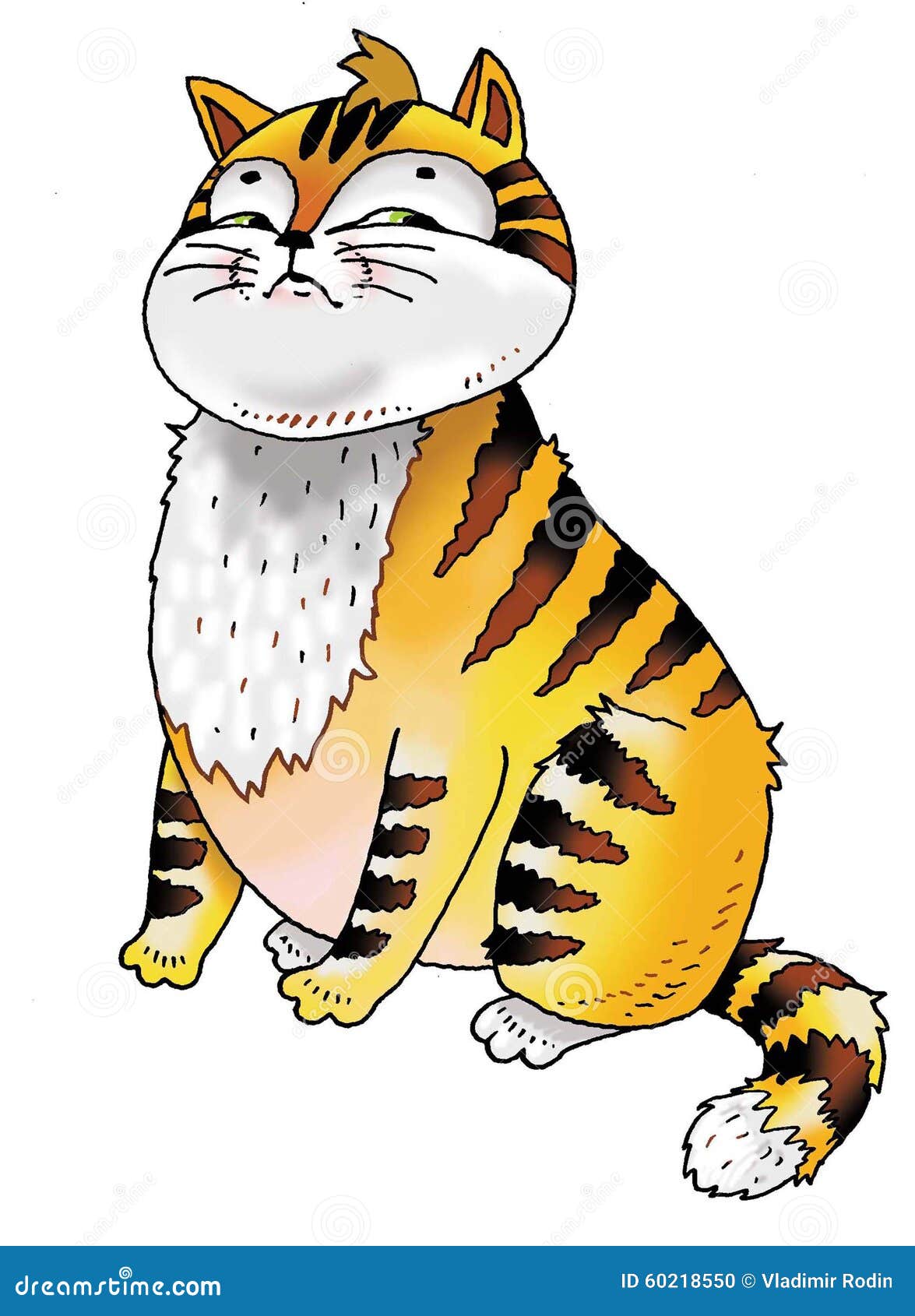 Funny Cat Cartoon Drawing Surprised Runs Stock