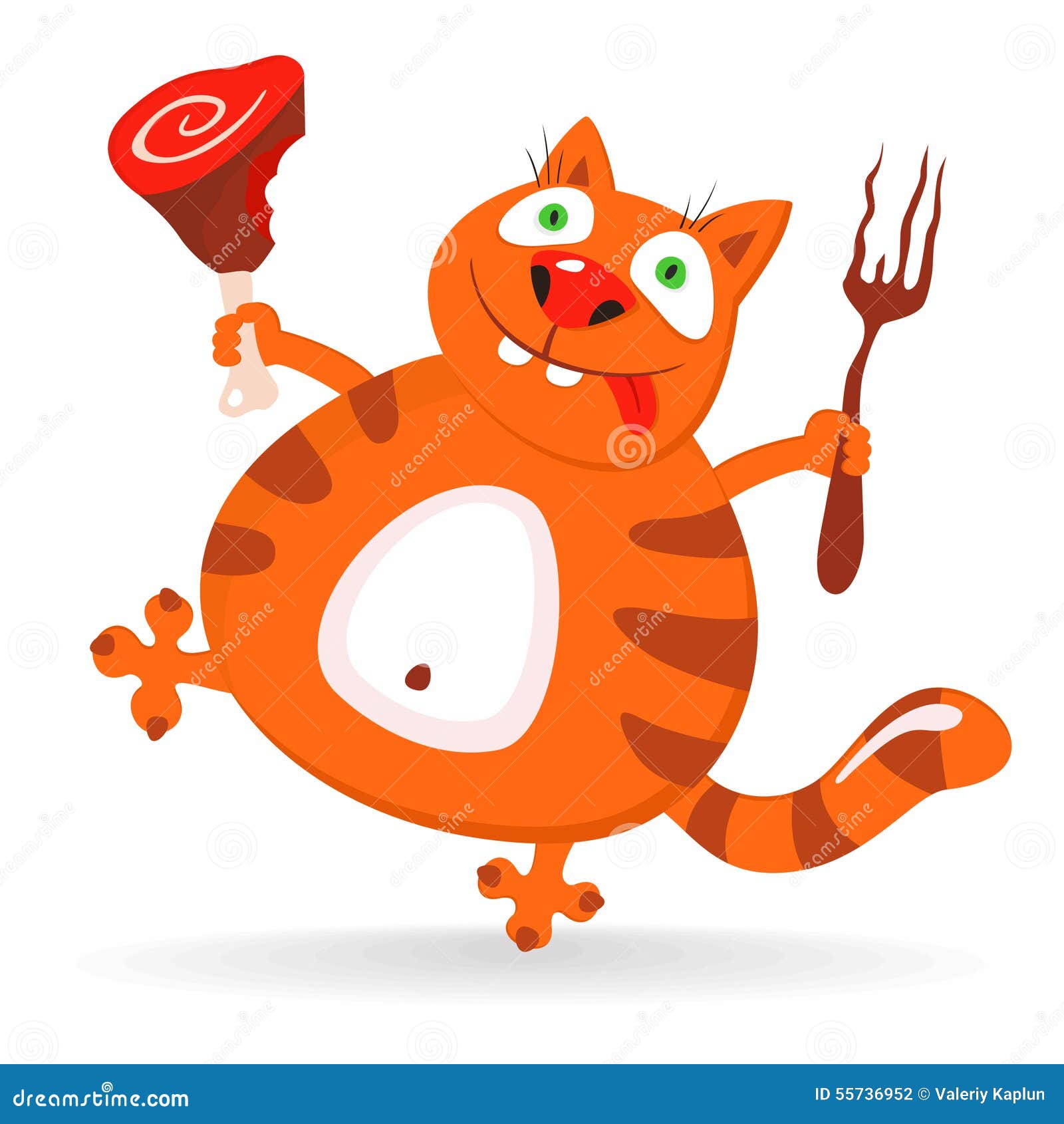 Funny Cat Likes Meat - Illustration Stock Vector - Illustration of present,  holly: 55736952