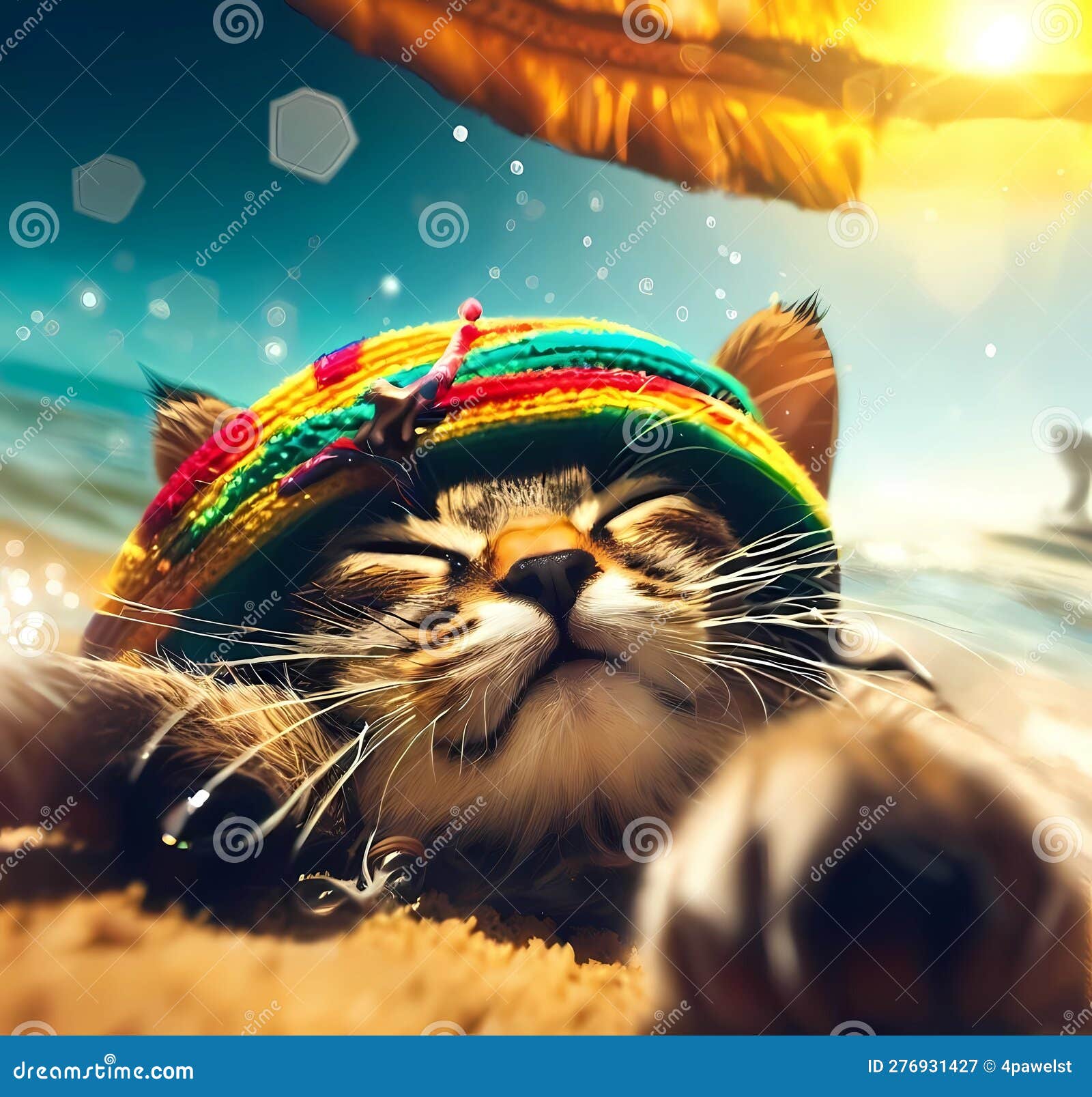 funny cat in rastafari hat