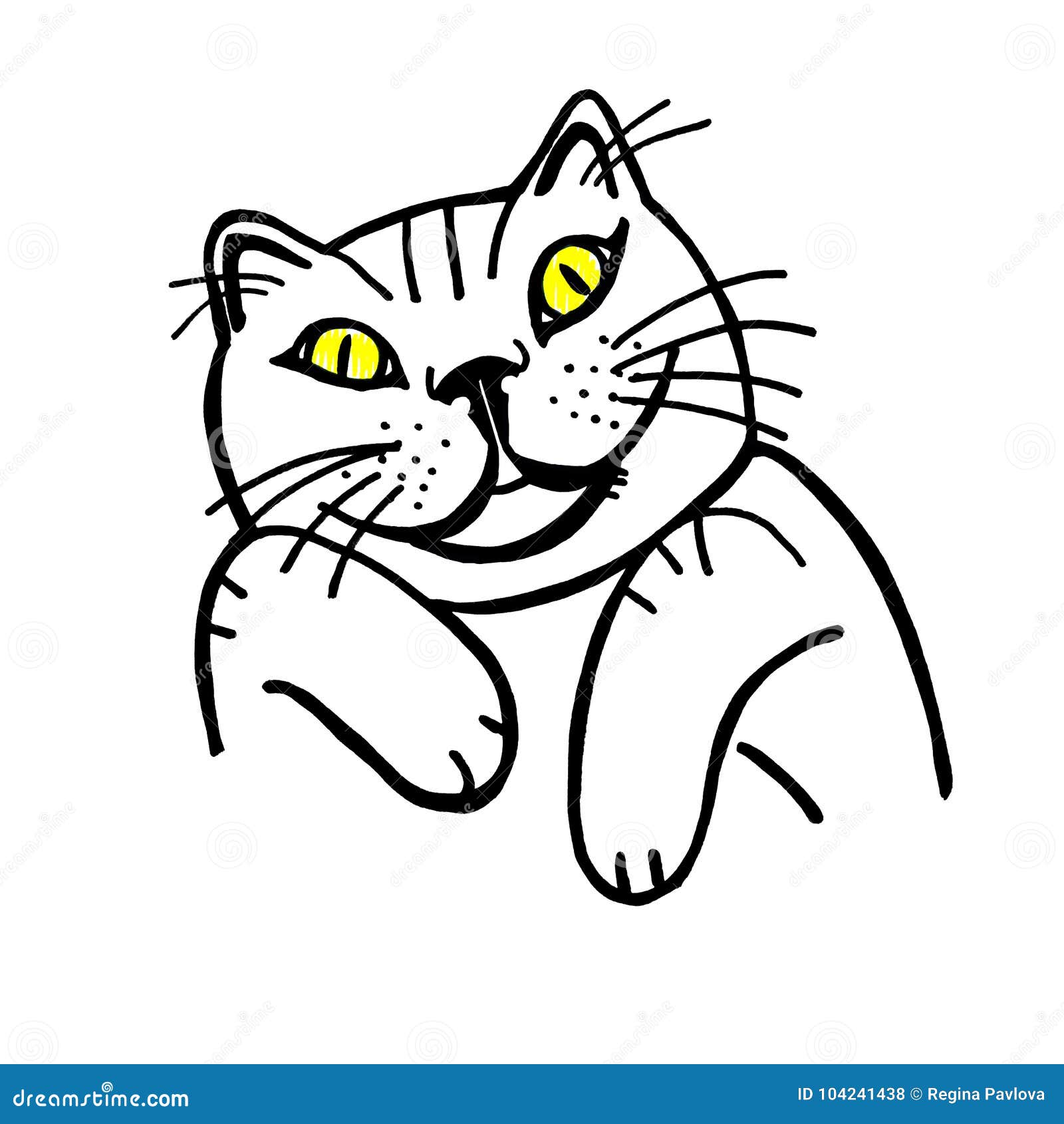 Funny Cat Yellow Eyes Painted Stock Vector - Illustration of easily, drawing:  104241438