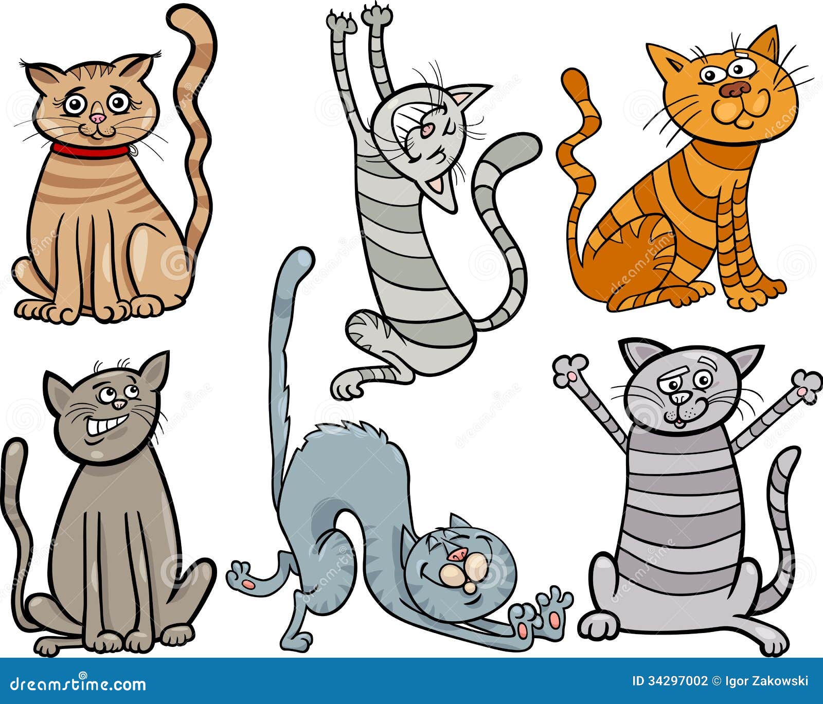 Funny Cats Set Cartoon Illustration Stock Vector - Illustration of humor,  cute: 34297002
