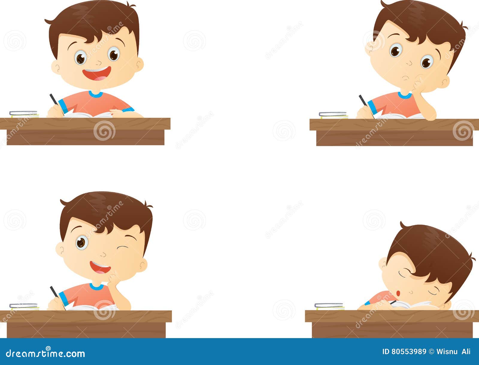 Funny Character Boy Studying in School Stock Vector - Illustration of  learn, drawing: 80553989