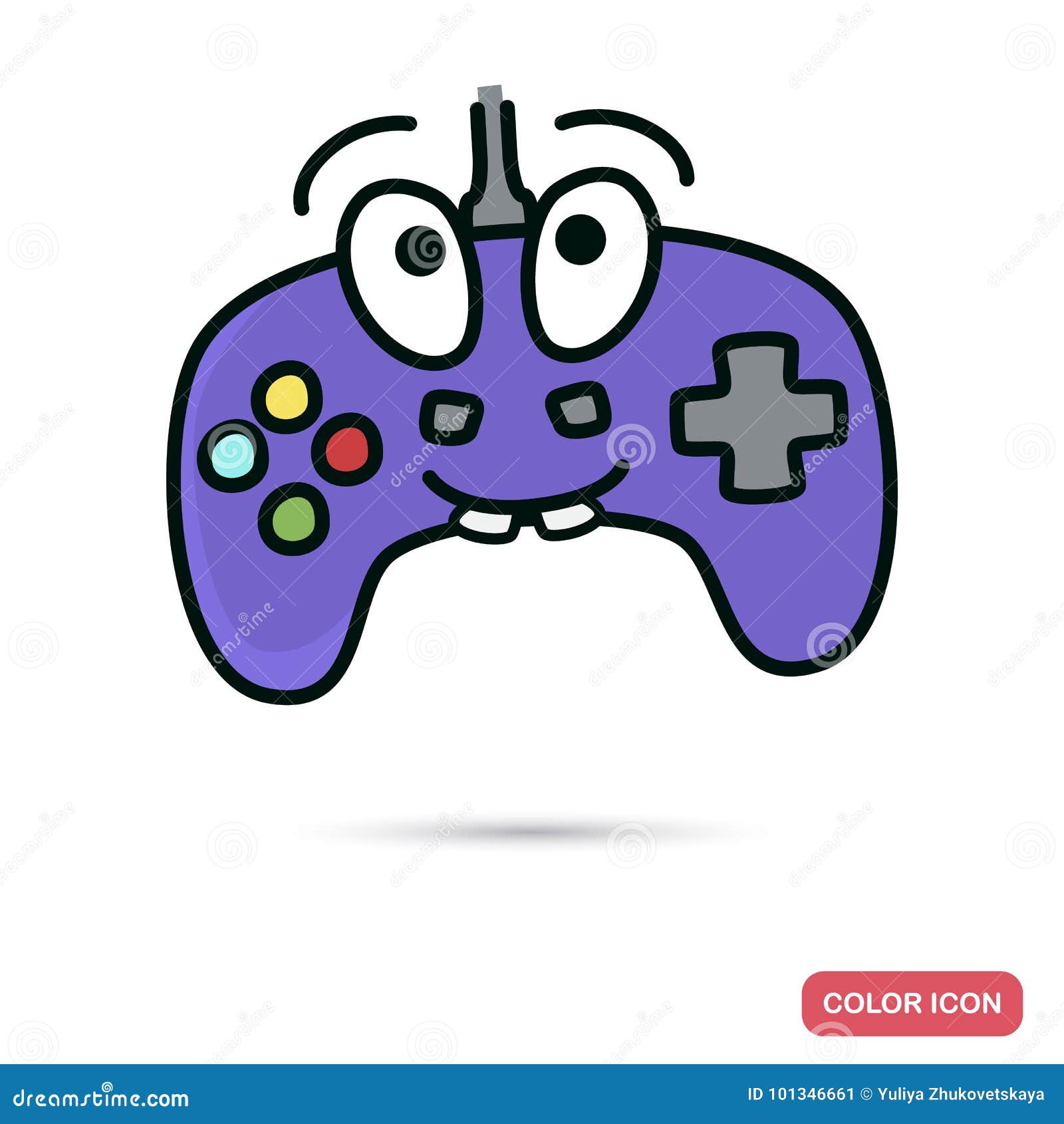 Funny Chat Video Game Joystick Smile Color Flat Icon Stock