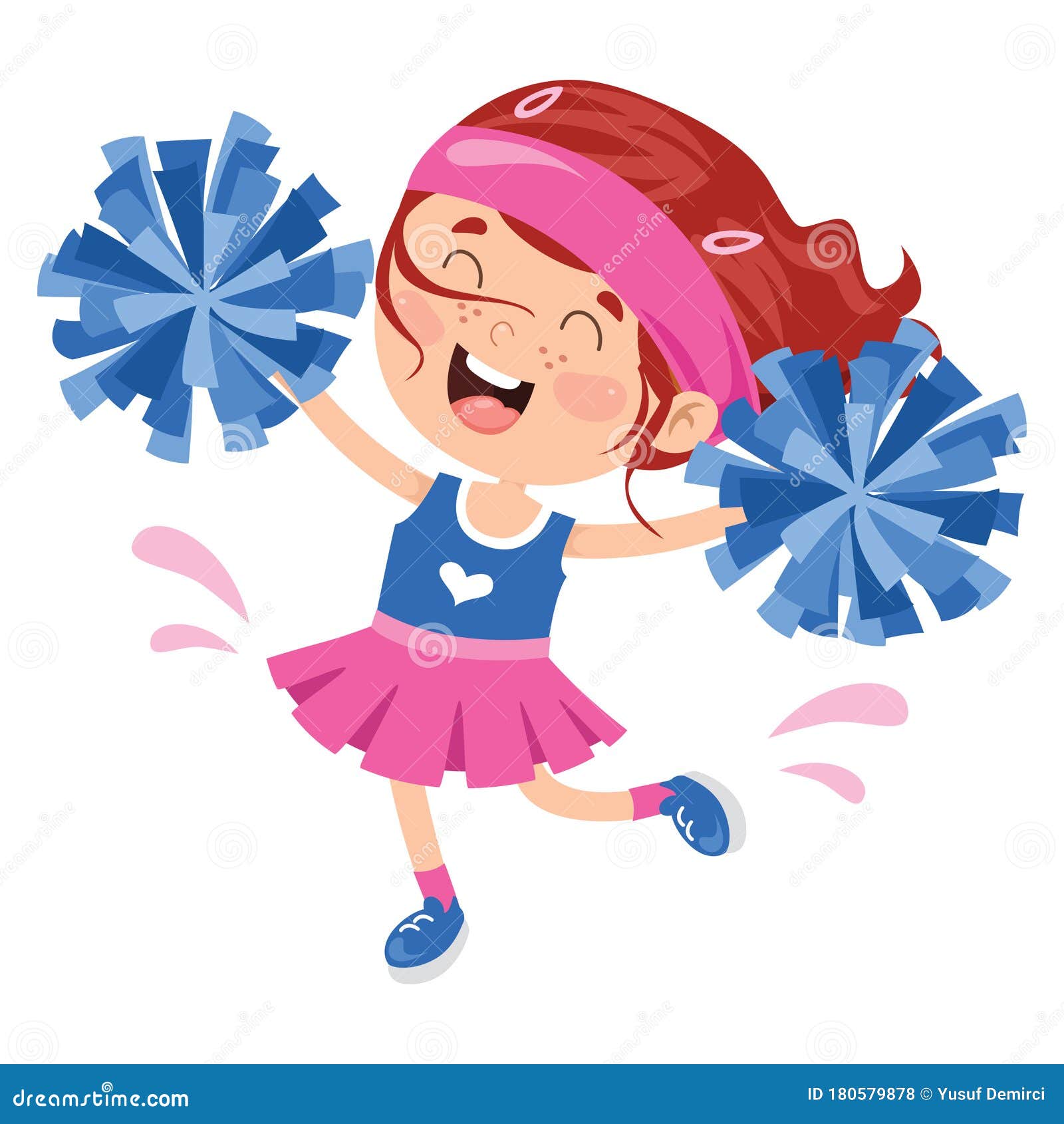 Cheerleader cartoon with pom poms Royalty Free Vector Image