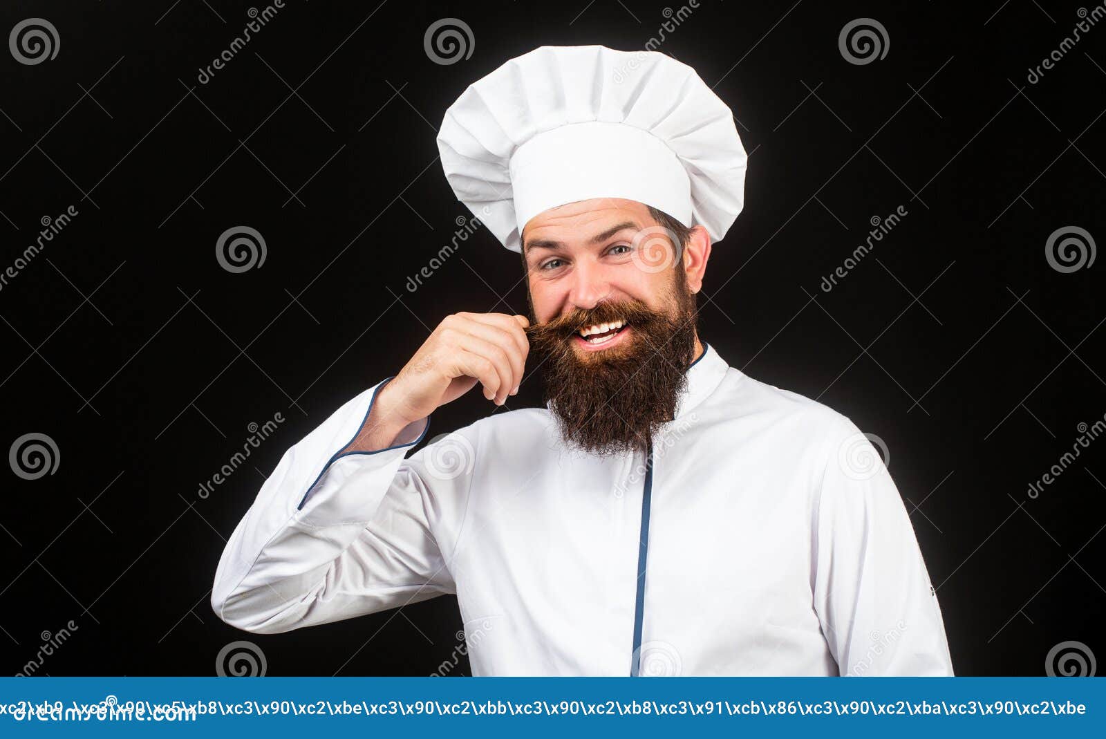 Funny Chef with Beard Cook. Beard Man and Moustache Wearing Bib Apron
