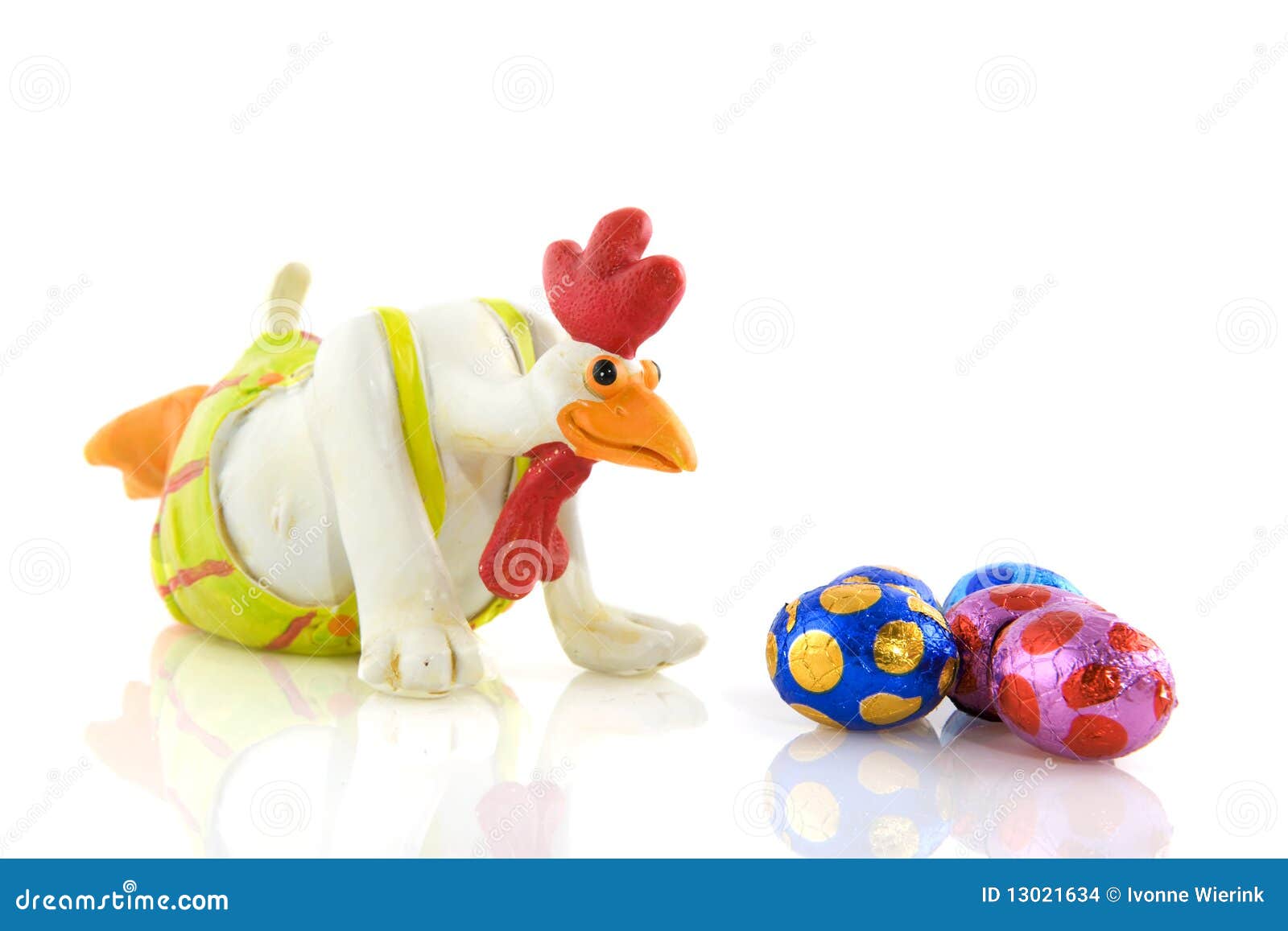 Funny Chicken Looks To Easter Eggs Stock Photo Image of funny