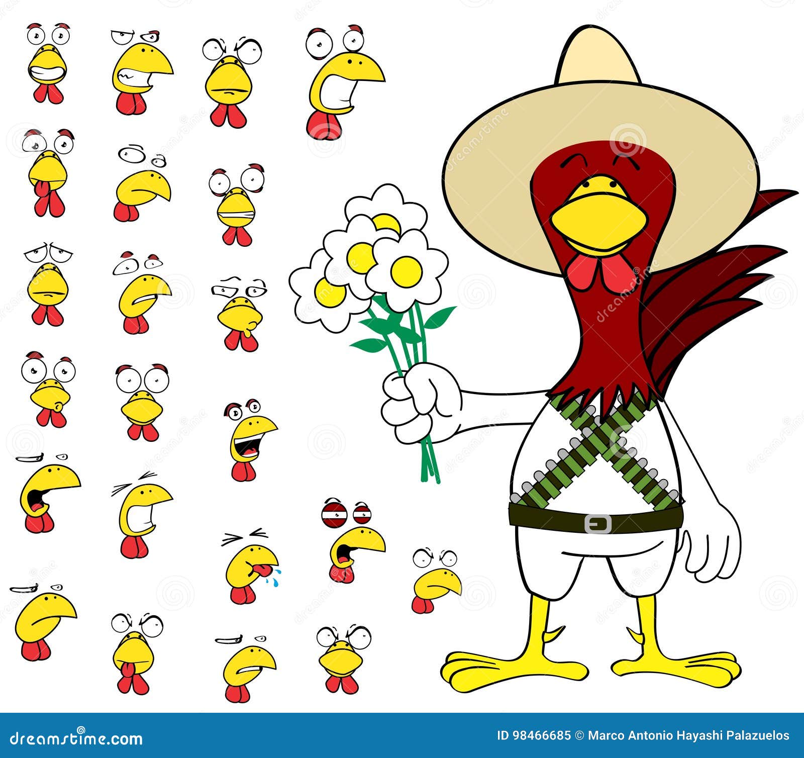 Download Flowers Chicken Mexican Expressions Cartoon Set Stock Vector - Illustration of pack, little ...