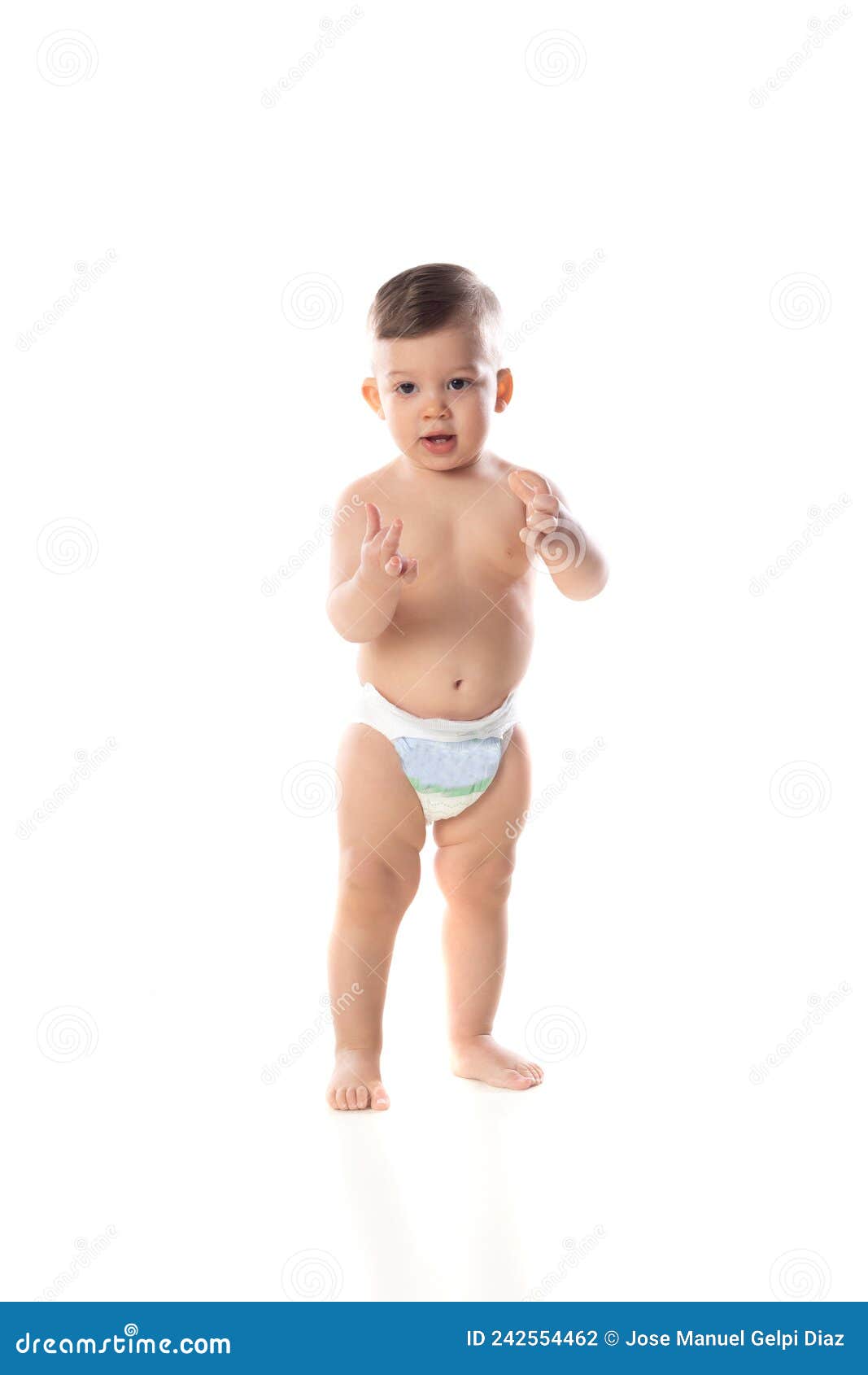 Funny Child Baby Boy Toddler Naked in Diaper Stock Photo - Image ...