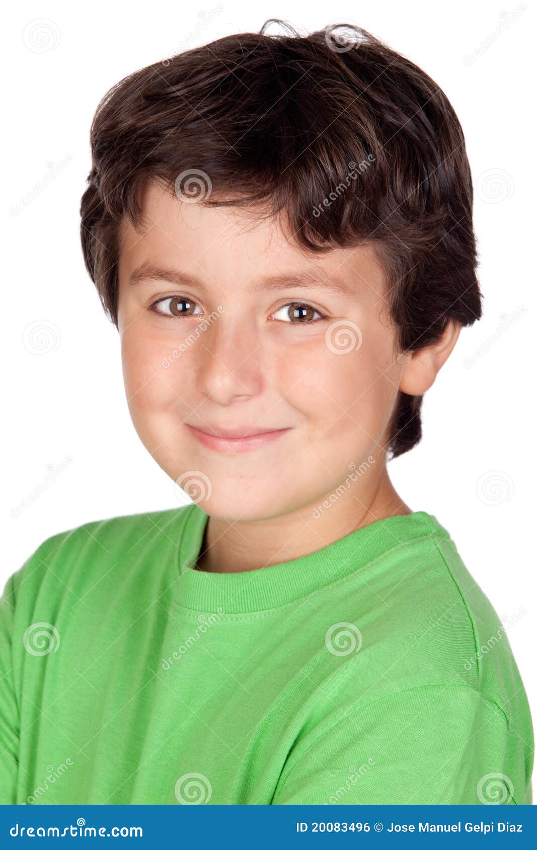Funny Child with Green Tshirt Stock Photo Image of child, background