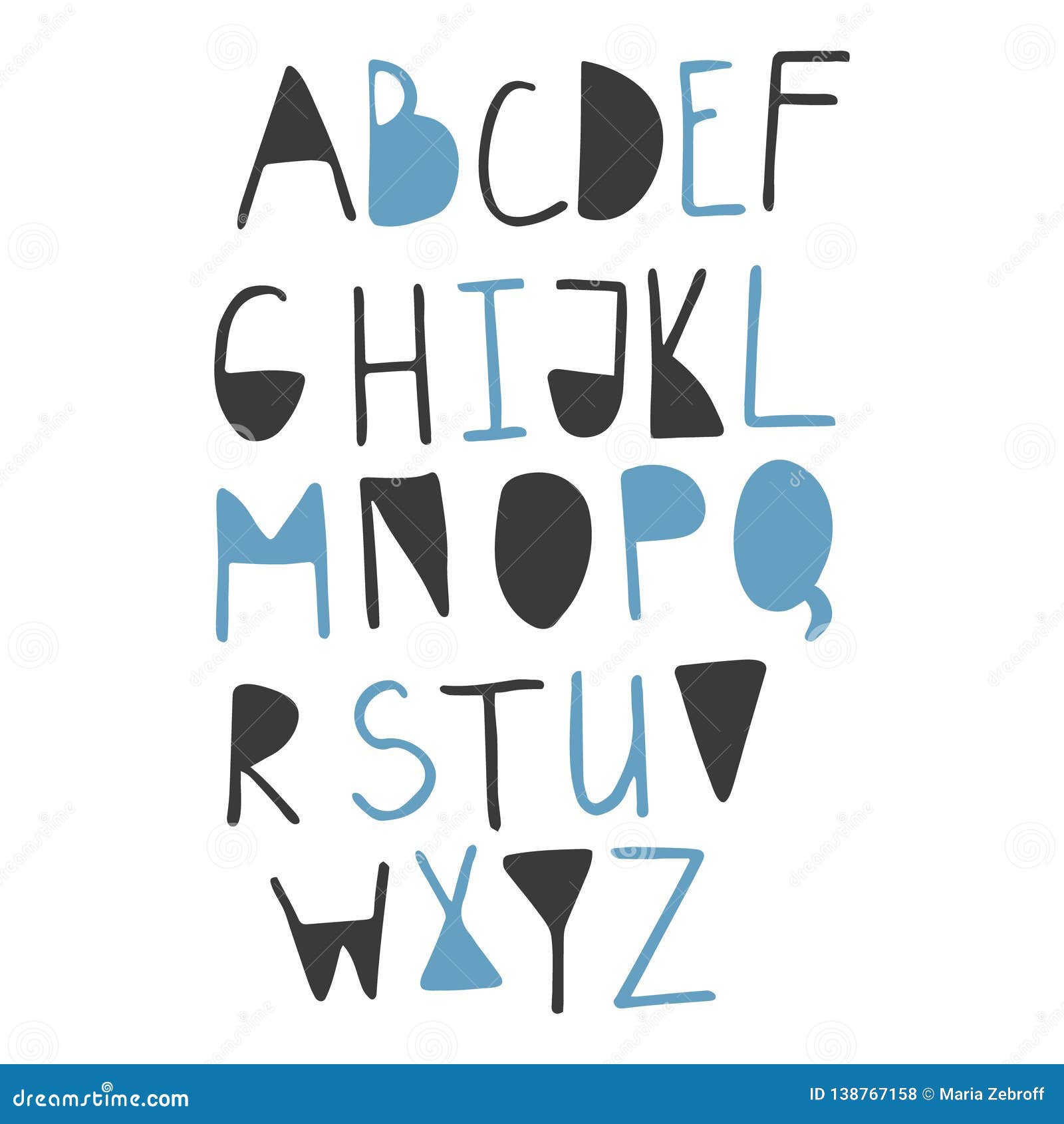 Funny Childish Made with Ink Alphabet Stock Vector - Illustration of ...