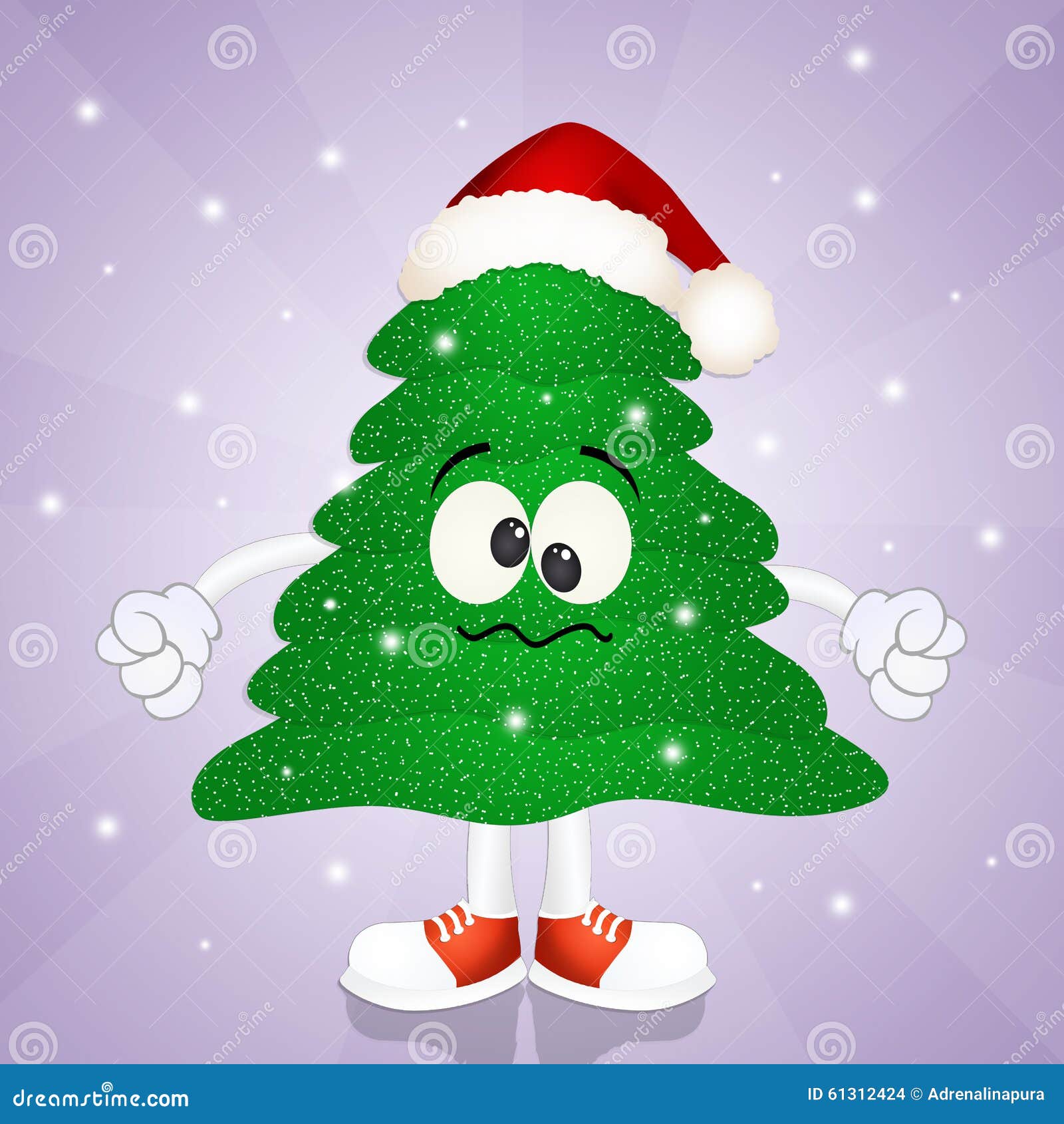 Funny Christmas tree stock illustration. Illustration of snow 61312424