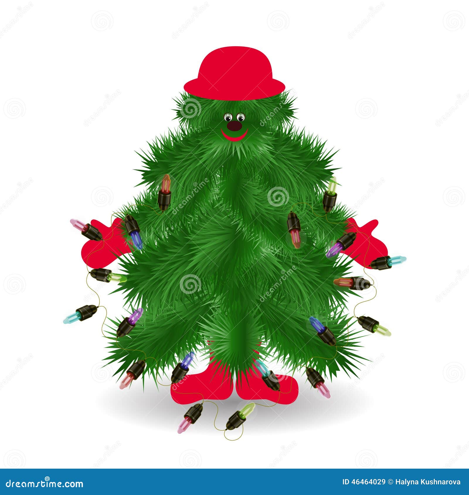Funny Christmas tree stock vector. Illustration of merry 46464029