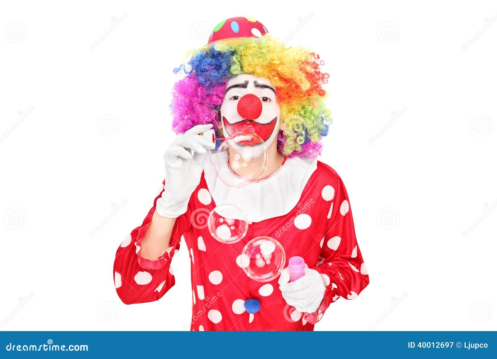 Funny Clown Blowing Bubbles Stock Photo Image 40012697