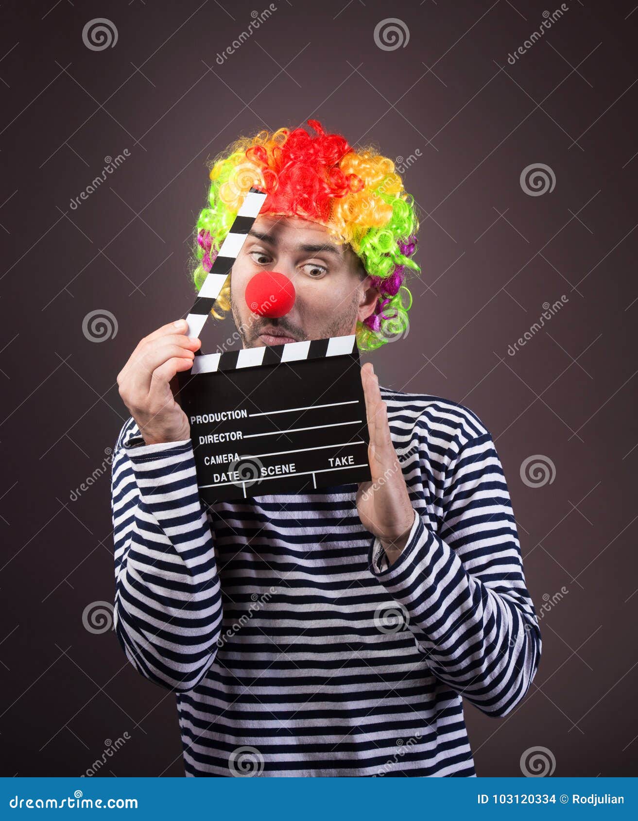 Funny Clown with Clipper Box. Stock Photo Image of circus, expression 103120334