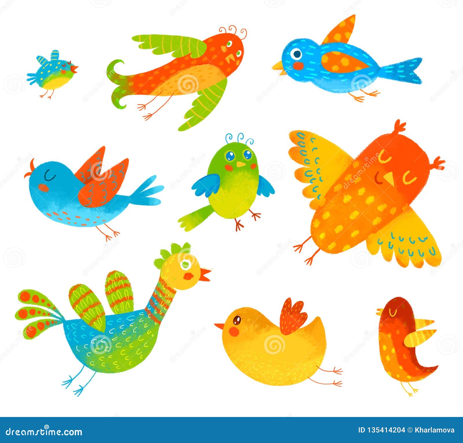 Funny colorful birdies stock illustration. Illustration of funny ...