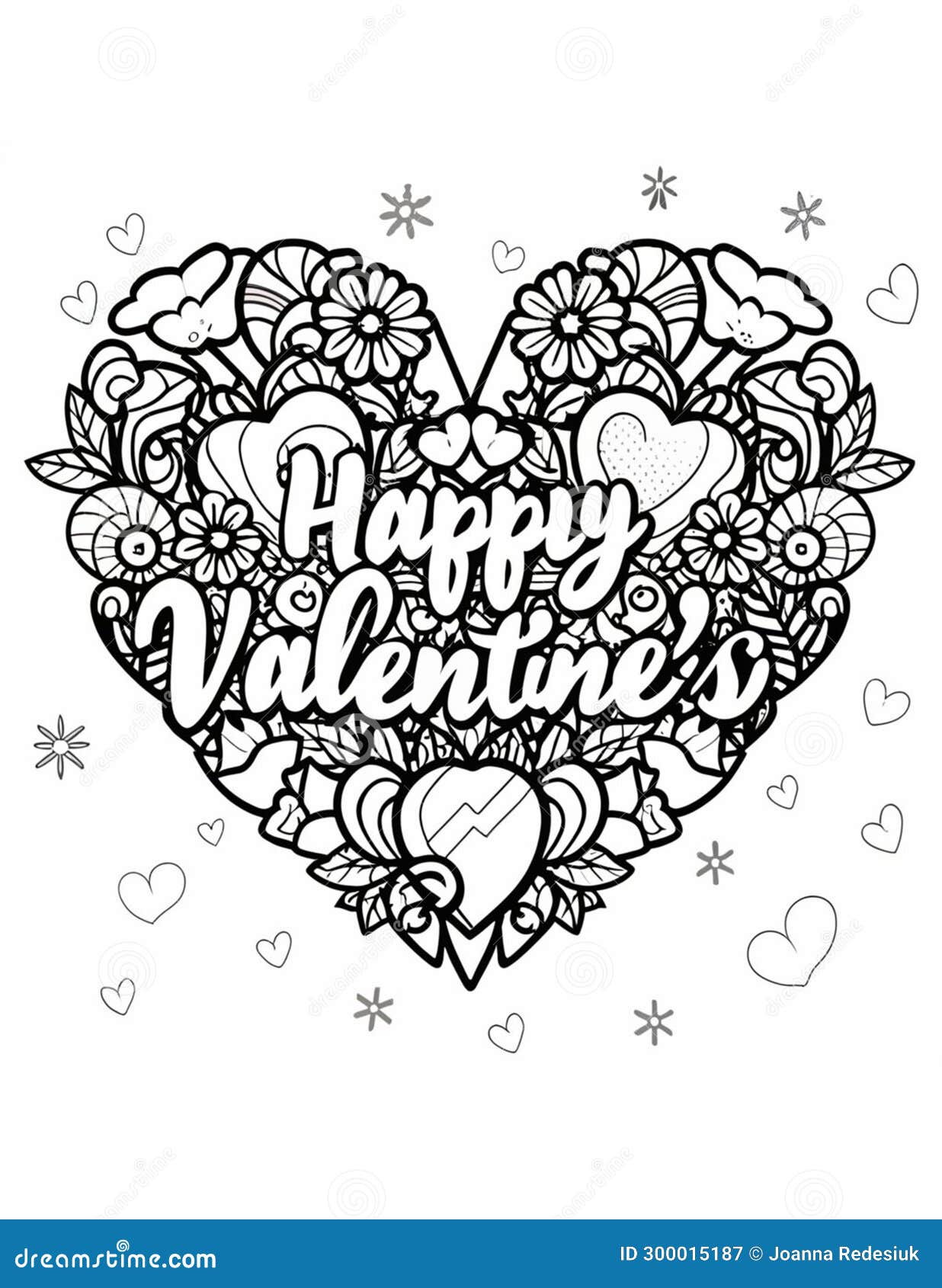 Funny Coloring Page for Valentine S Day Stock Illustration ...