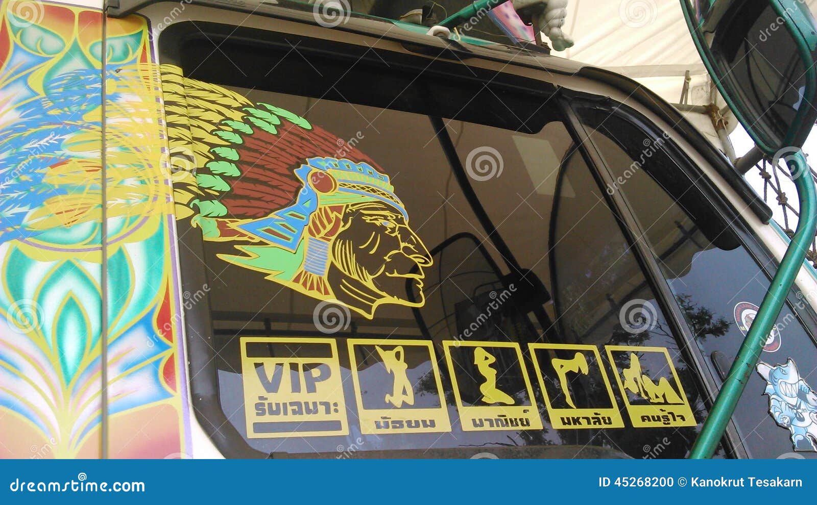 Funny and Comic Stickers Put on Truck Window Stock Photo Image of