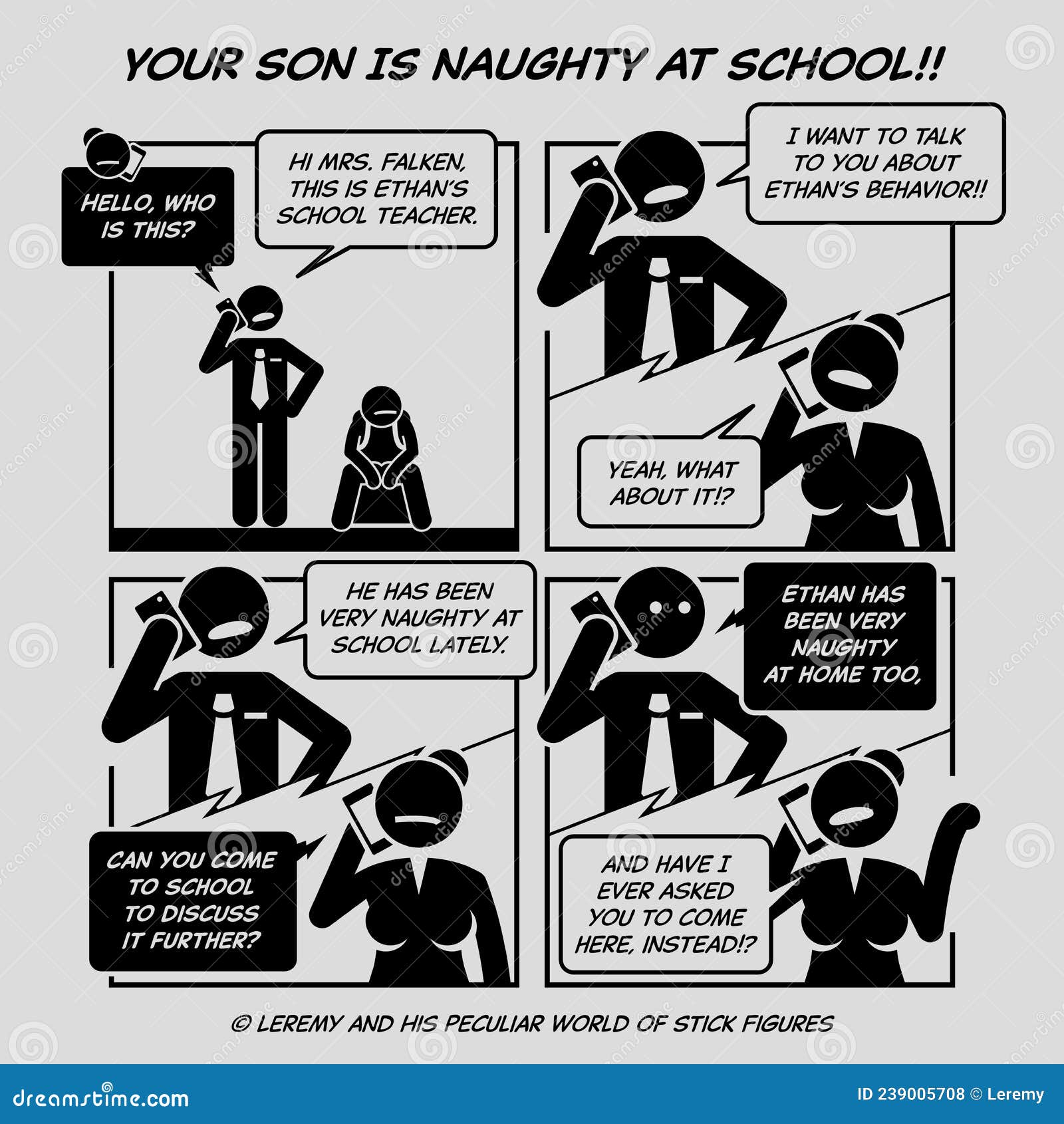 Funny Comic Strip. Your Son is Naughty at School Stock Vector -  Illustration of cartoon, chat: 239005708