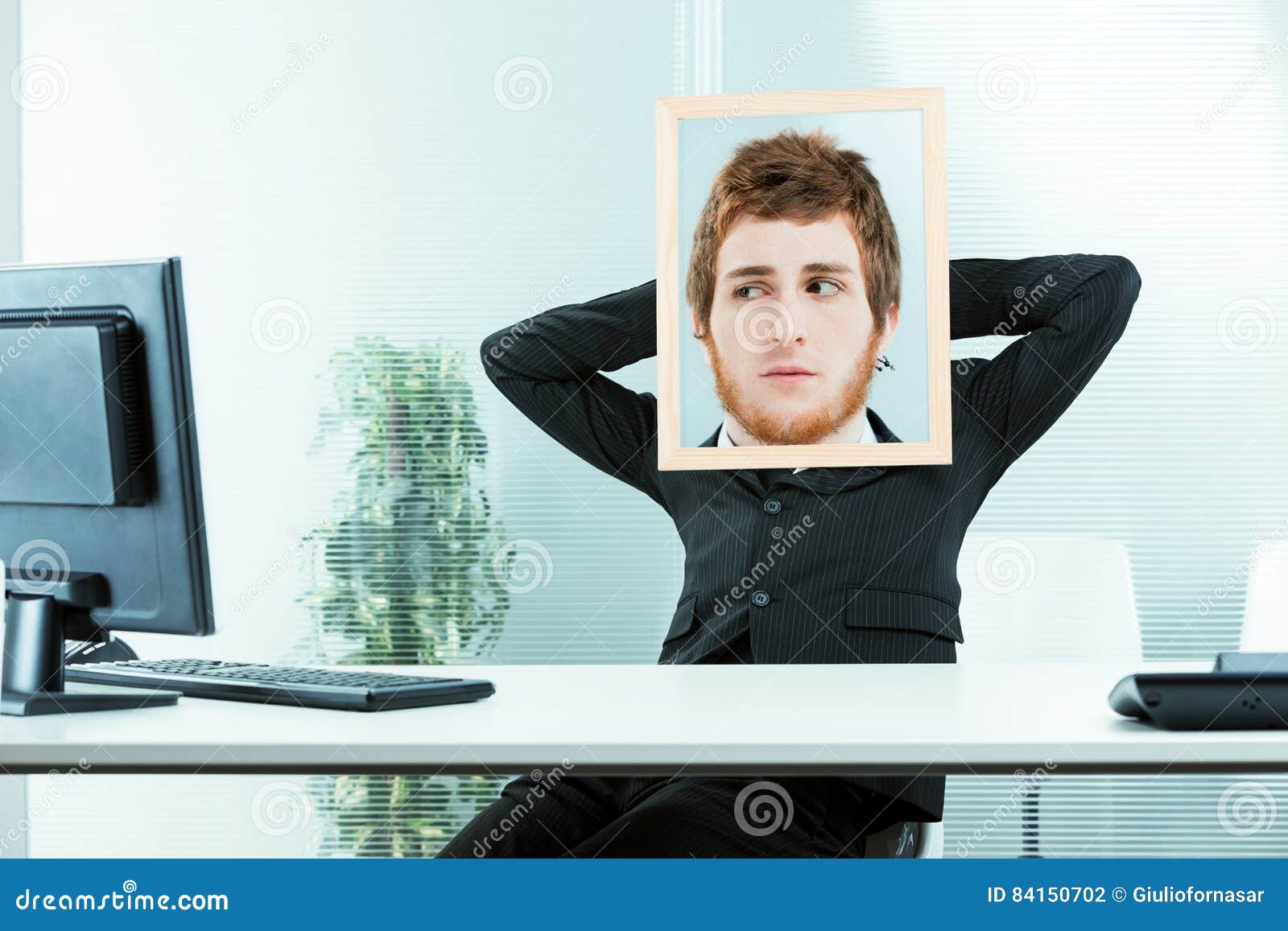 Funny Concept of a Suspicious Office Worker Stock Photo - Image of